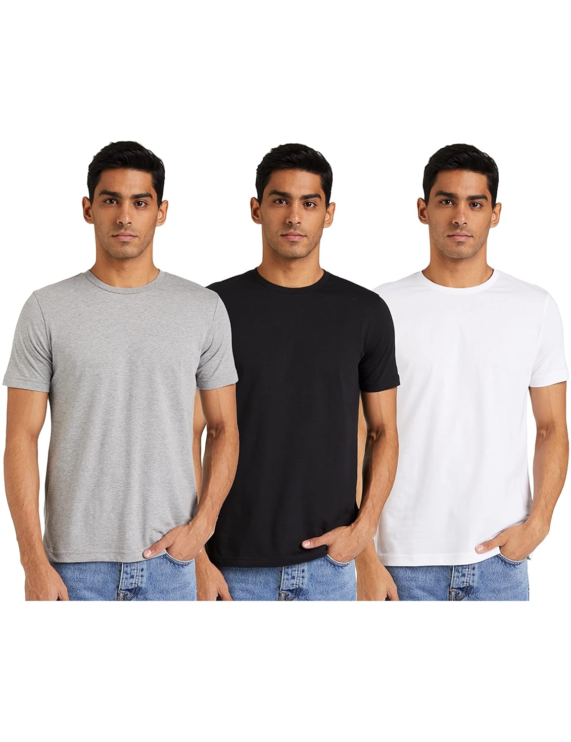 Teetwist Men's Solid Cotton T Shirt | Plain | Round Neck | Half Sleeve - Regular Fit | Combo Pack of 3