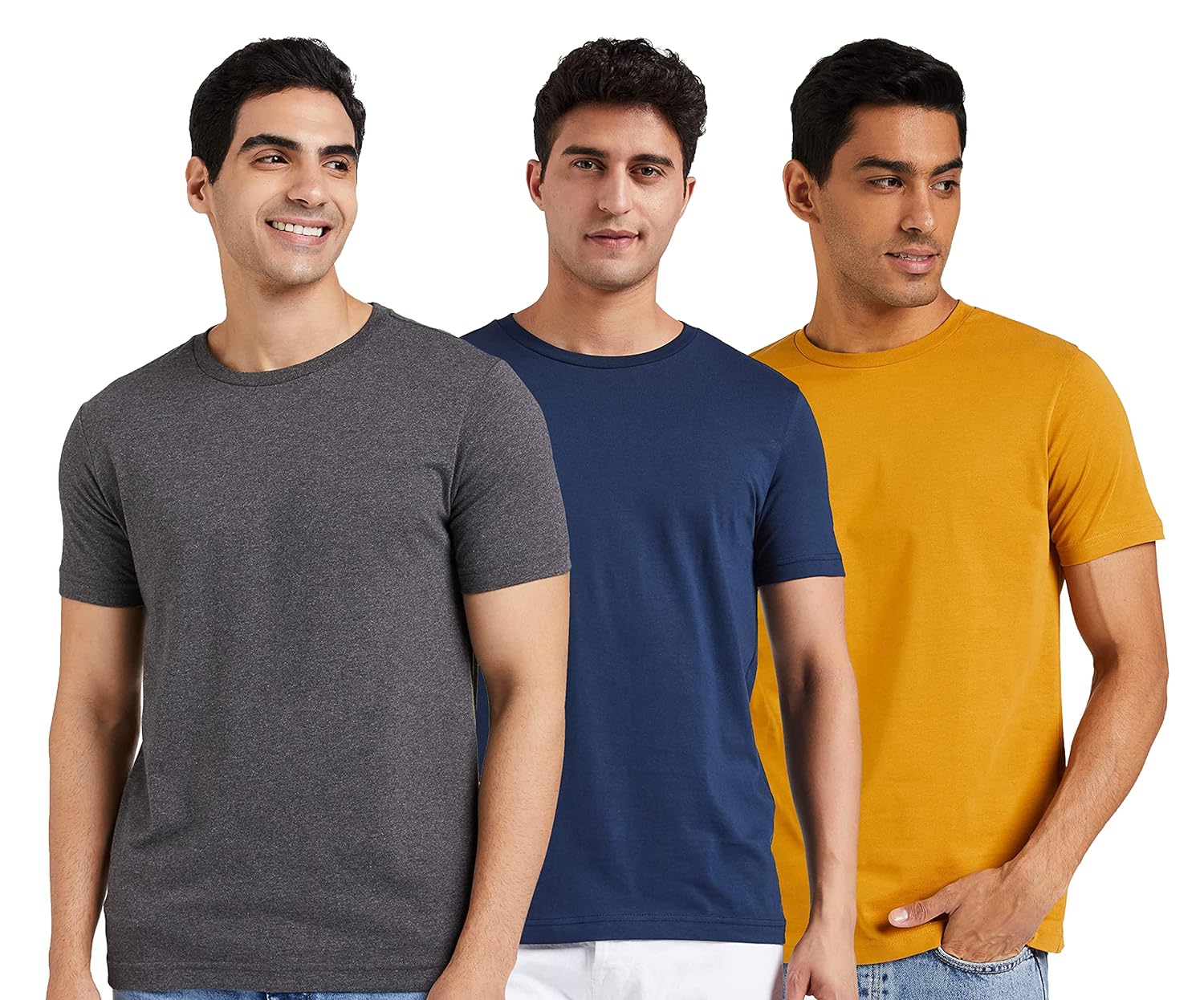 Teetwist Men's Solid Cotton T Shirt | Plain | Round Neck | Half Sleeve - Regular Fit | Combo Pack of 3