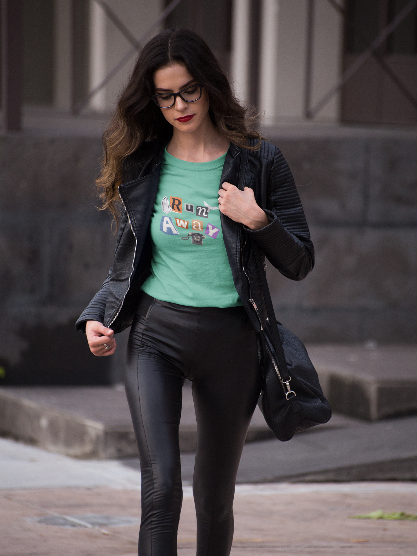 Casual Chic Escape: 'Run Away' Graphic Cotton Tee for Women