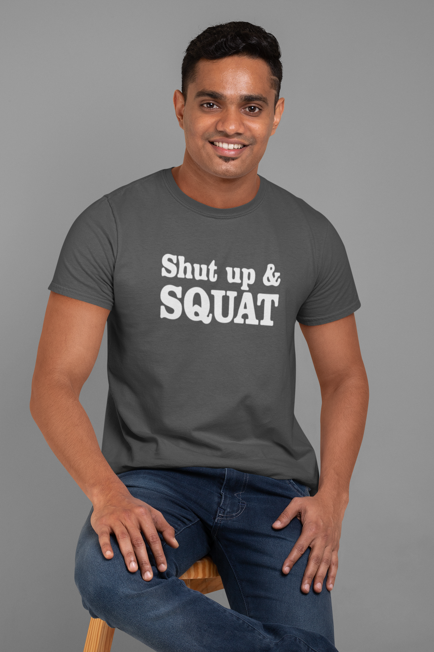 Shut Up and Squat GYM Cotton T-Shirt - Fitness Motivation Apparel