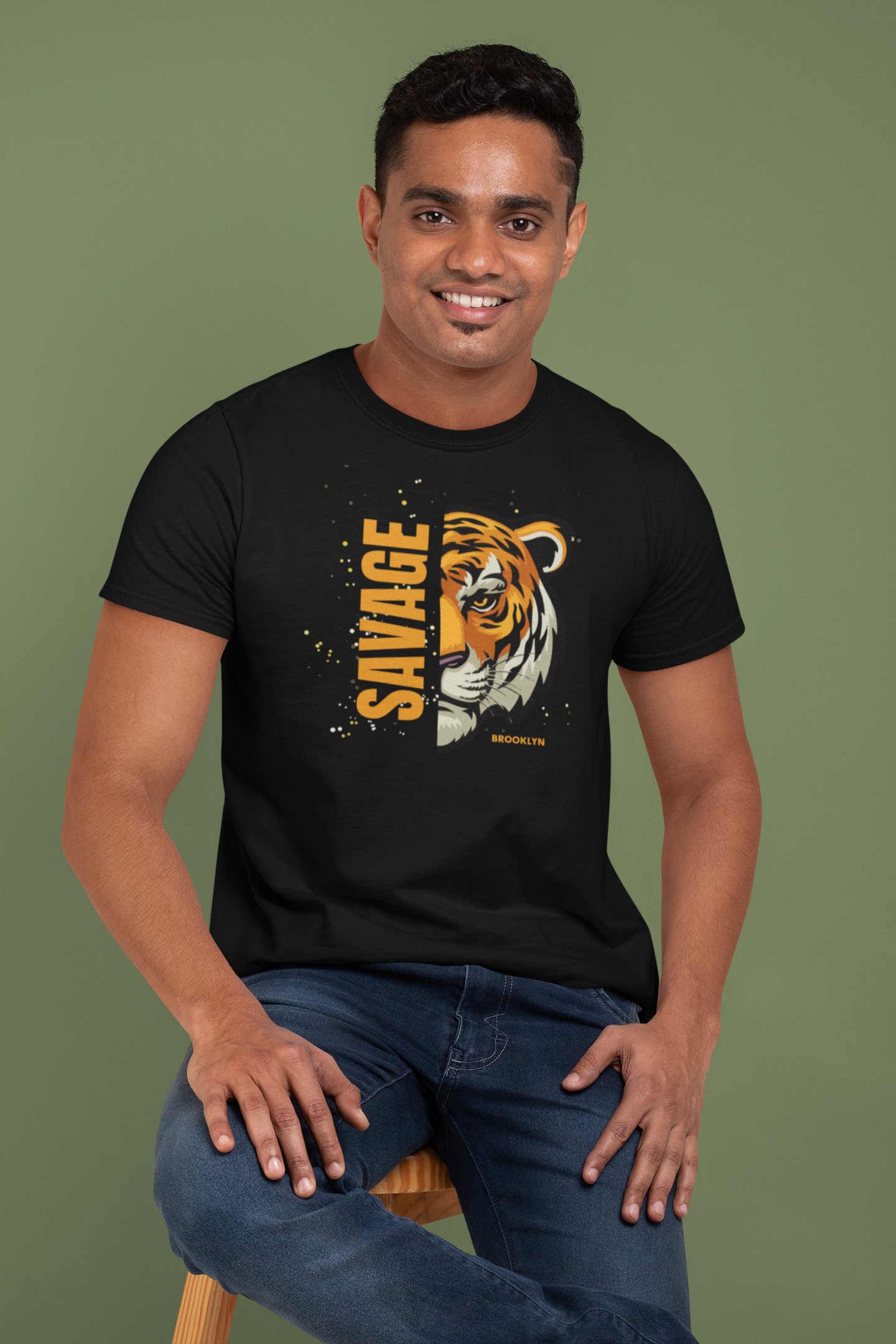 Savage Tiger Vibes: Premium Cotton T-Shirt for a Wild Statement