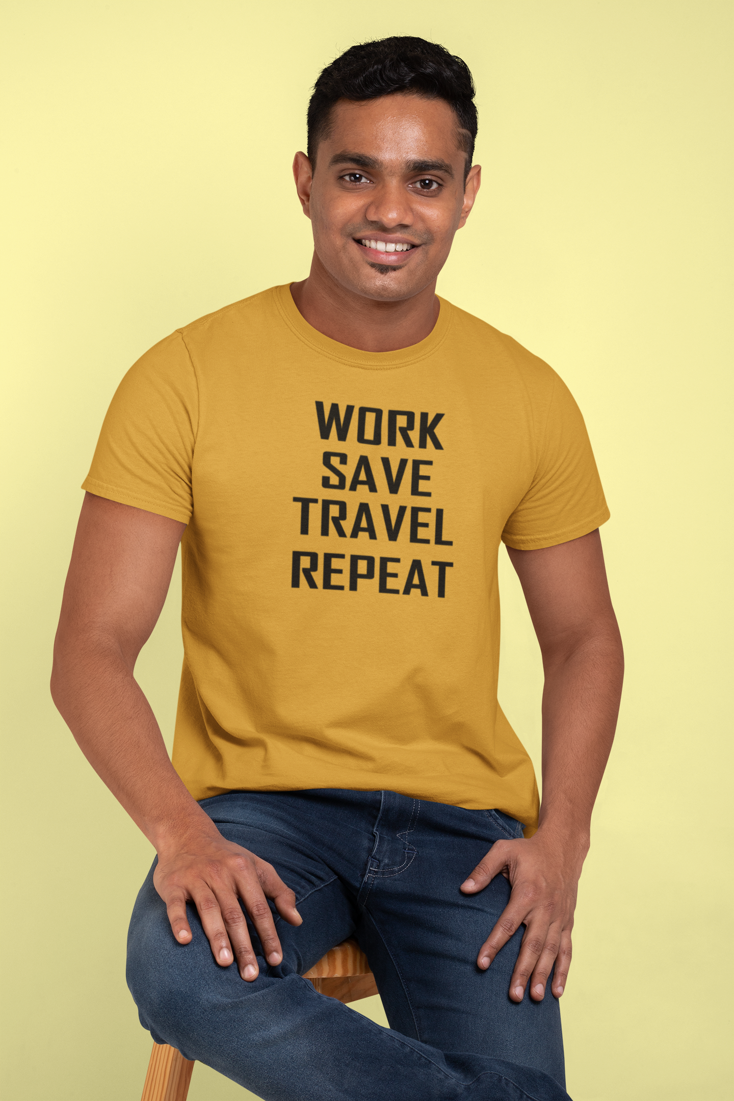 Travel Vibes Only: Ultra-Soft Cotton Tee - Work Save Travel Repeat