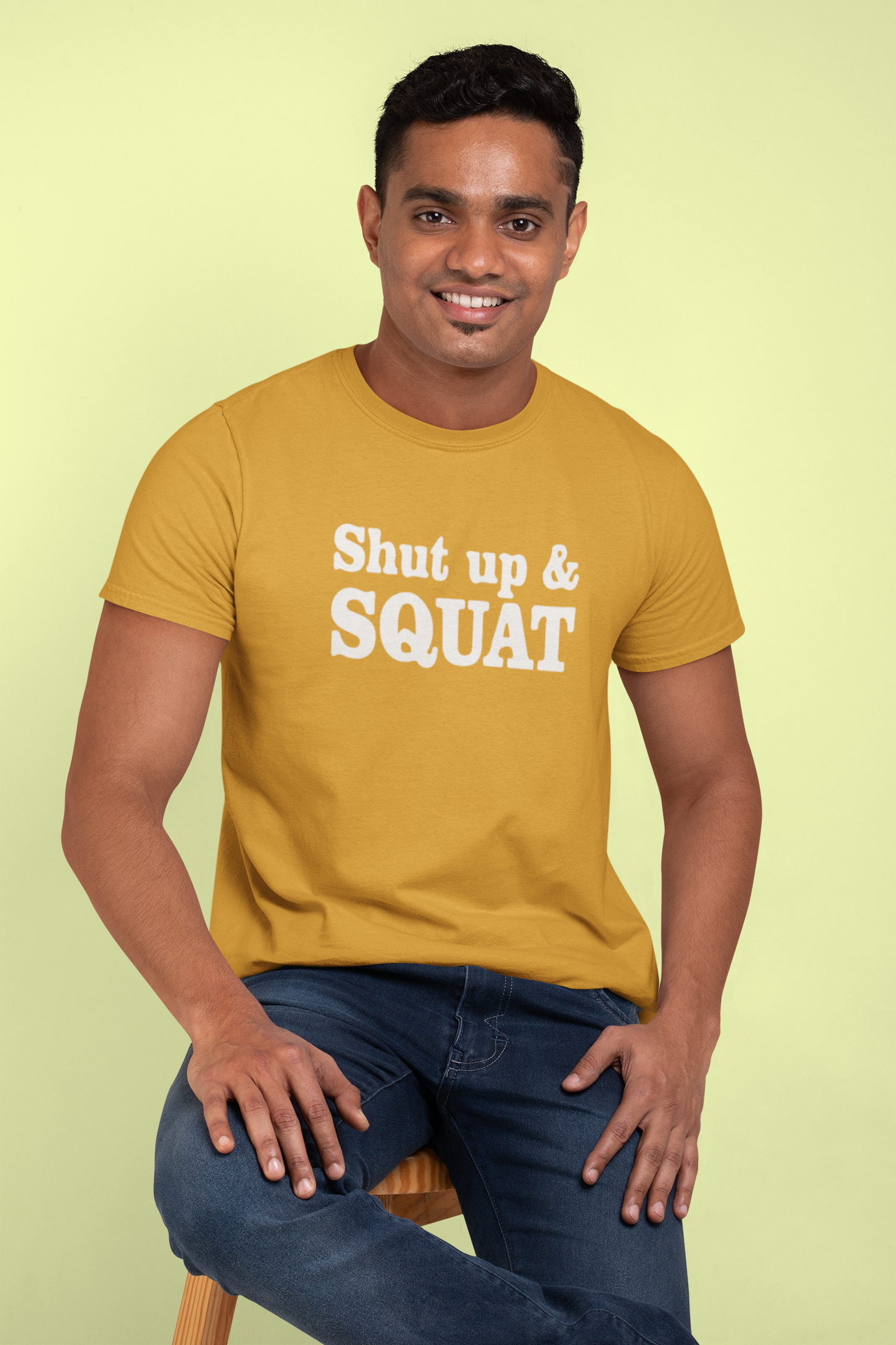 Shut Up and Squat GYM Cotton T-Shirt - Fitness Motivation Apparel