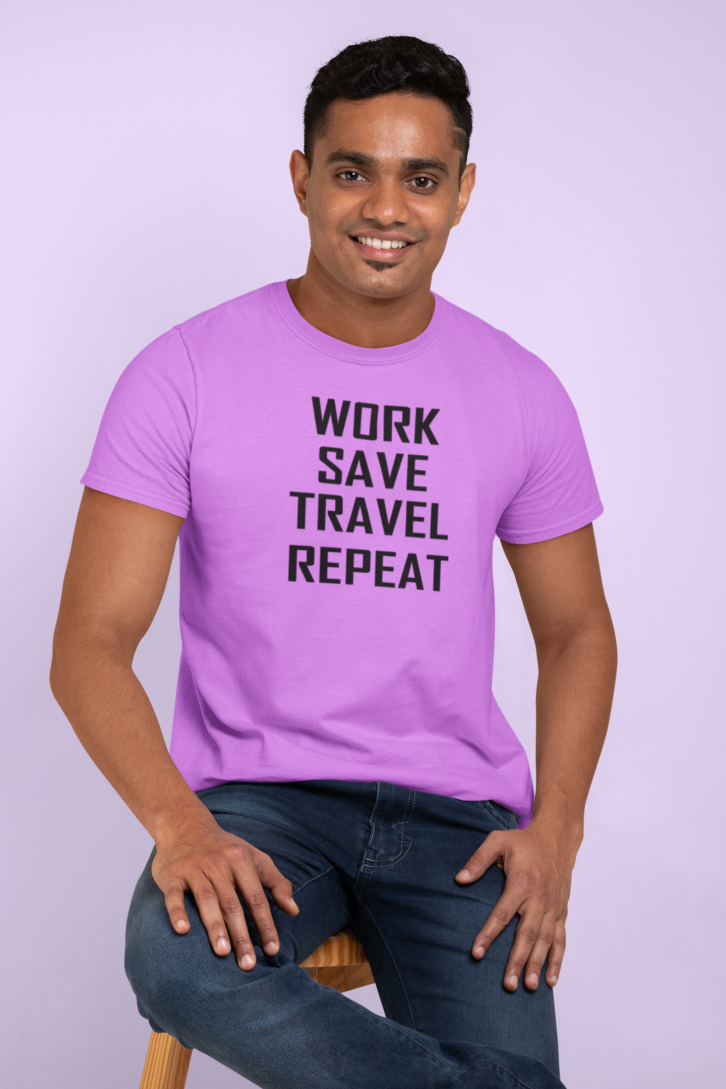 Travel Vibes Only: Ultra-Soft Cotton Tee - Work Save Travel Repeat