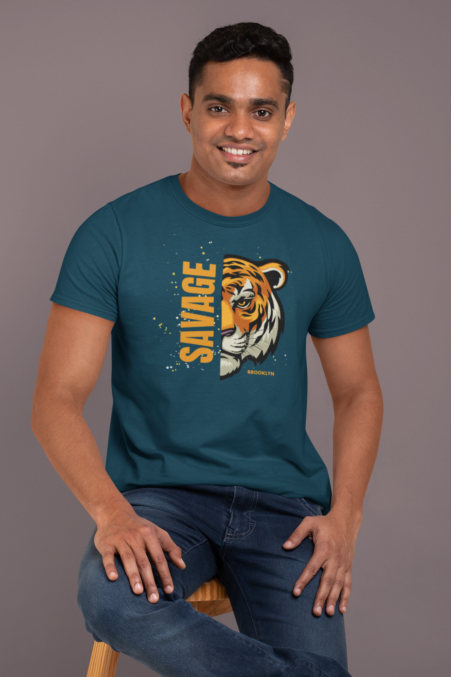 Savage Tiger Vibes: Premium Cotton T-Shirt for a Wild Statement