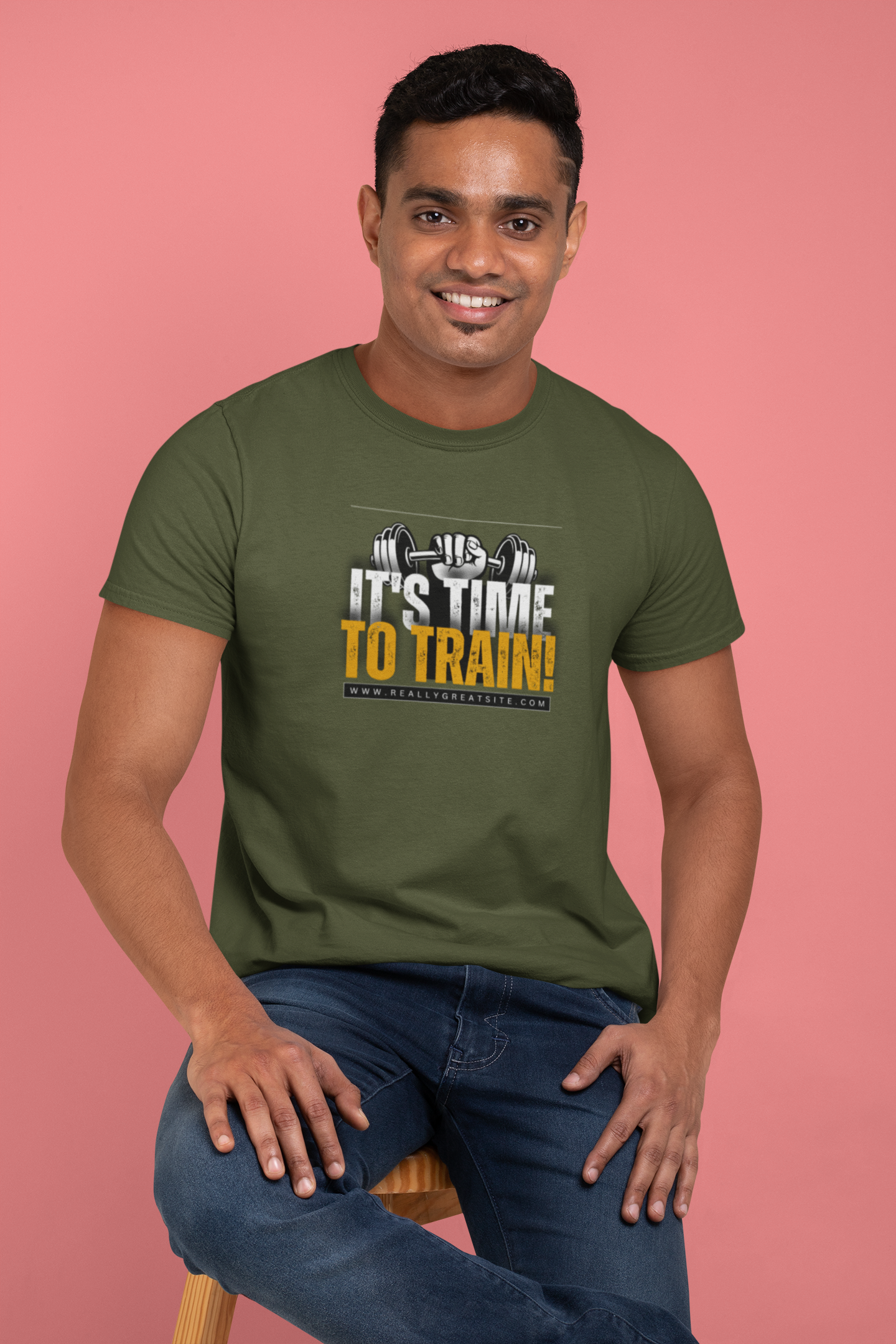 Elevate Your Workout: 'It's Time to Train' Cotton T-Shirt – Stay Stylish and Fit