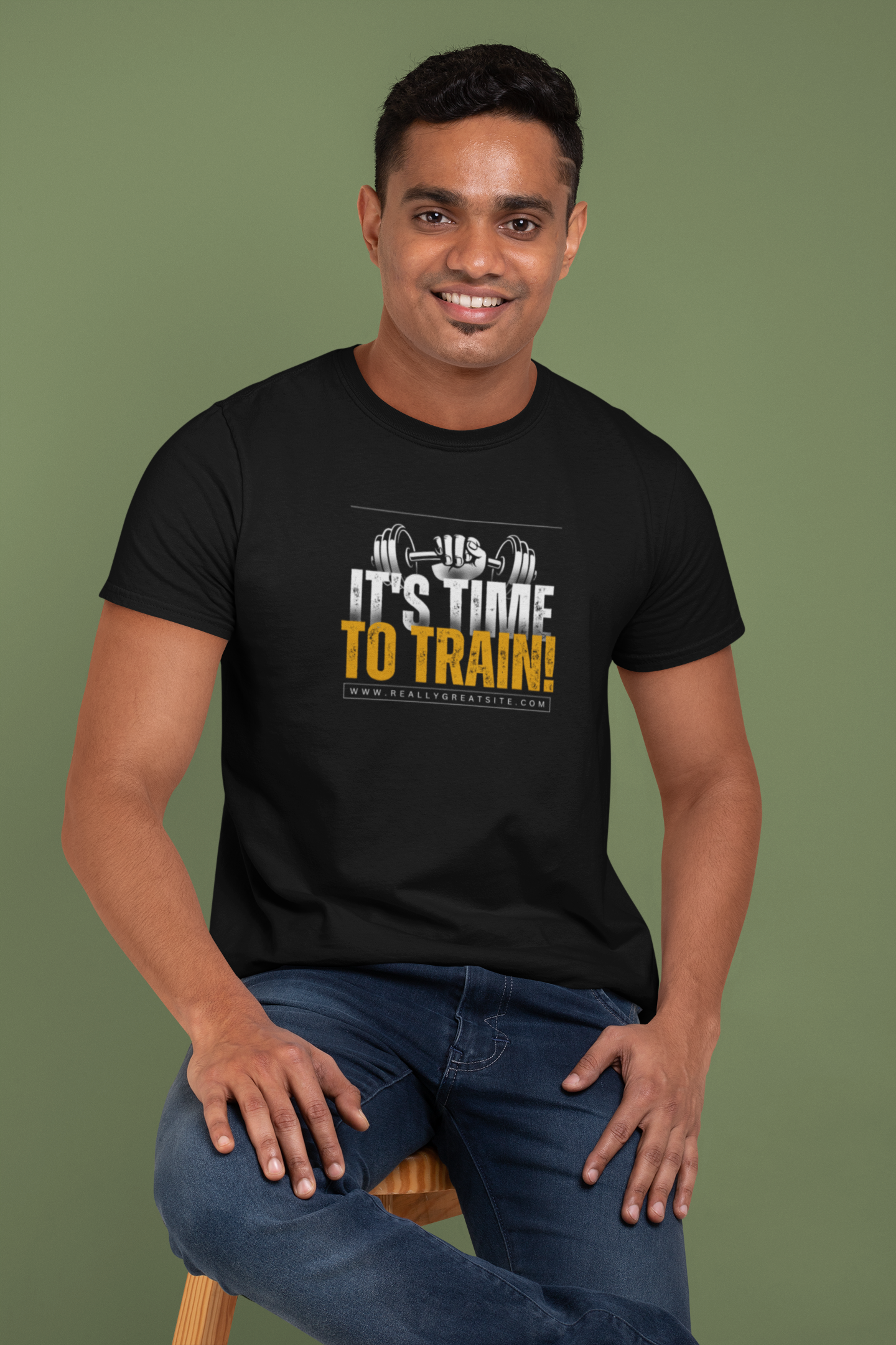 Elevate Your Workout: 'It's Time to Train' Cotton T-Shirt – Stay Stylish and Fit