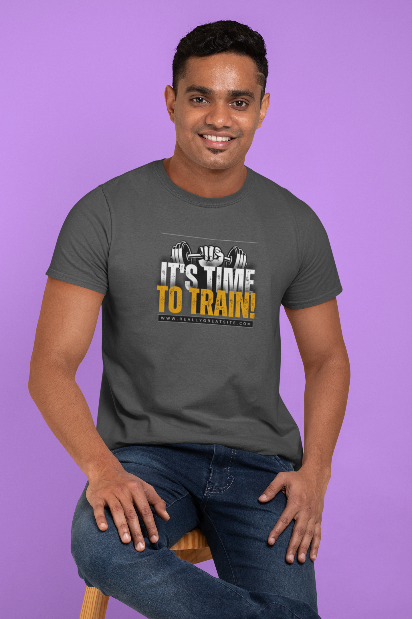 Elevate Your Workout: 'It's Time to Train' Cotton T-Shirt – Stay Stylish and Fit