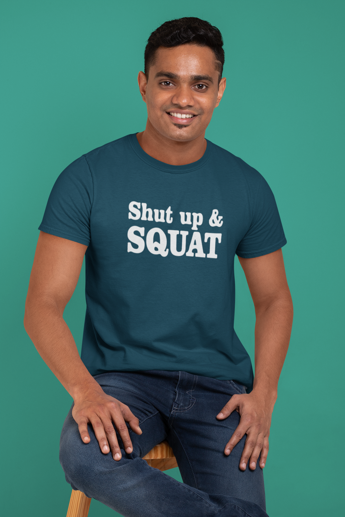 Shut Up and Squat GYM Cotton T-Shirt - Fitness Motivation Apparel