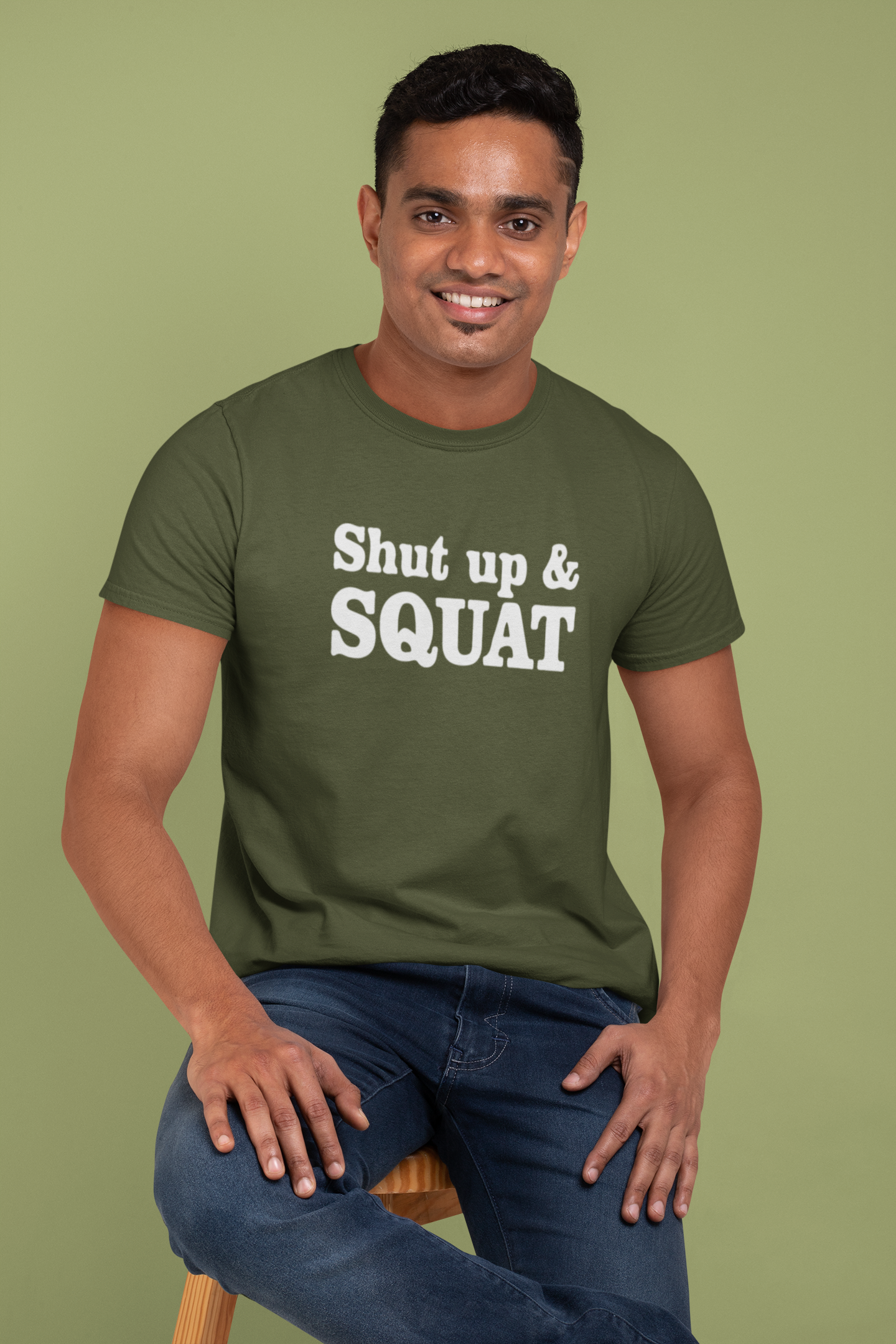 Shut Up and Squat GYM Cotton T-Shirt - Fitness Motivation Apparel