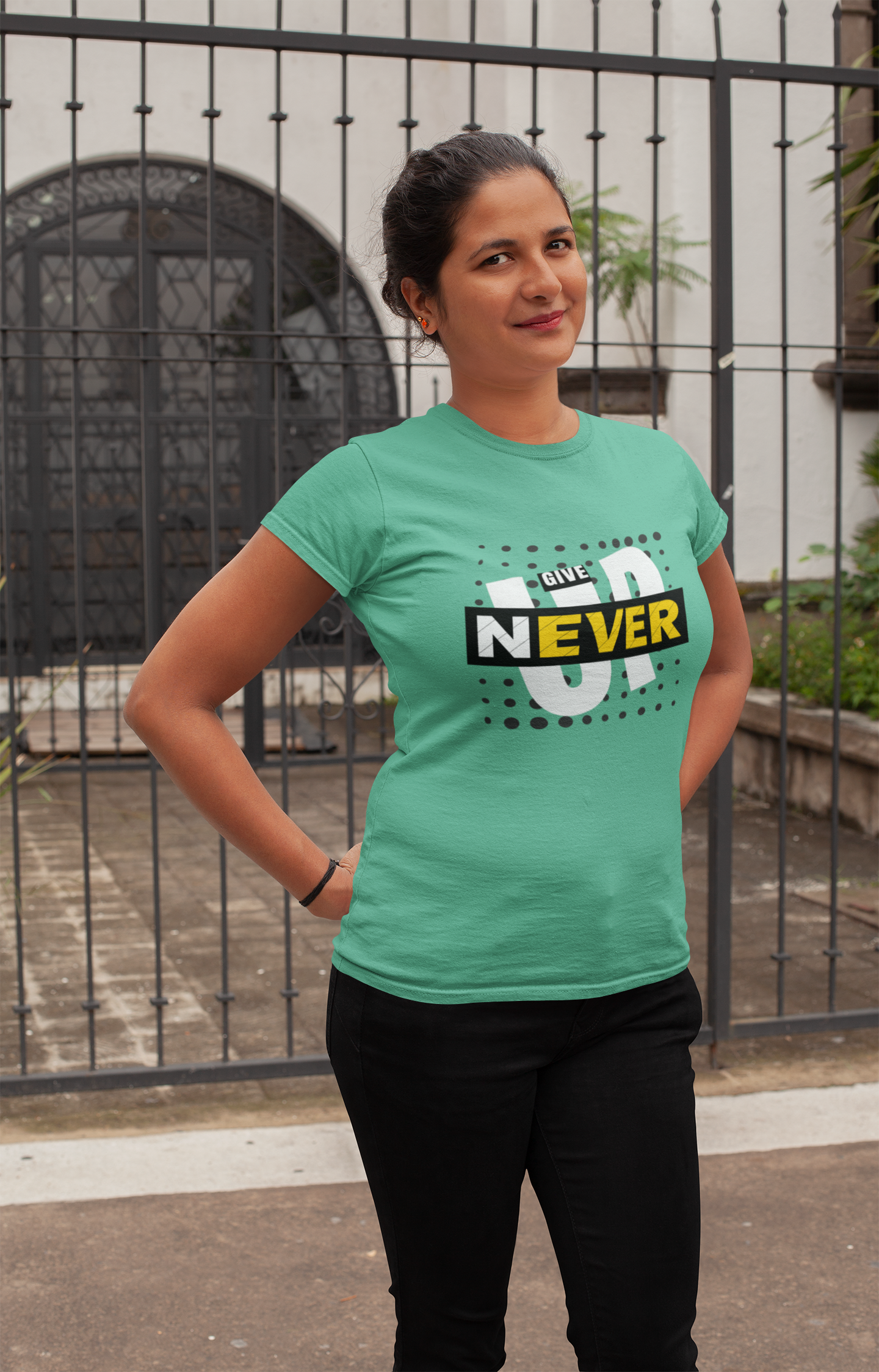 Strength in Style: 'Never Give Up' Empowerment Tee for Her