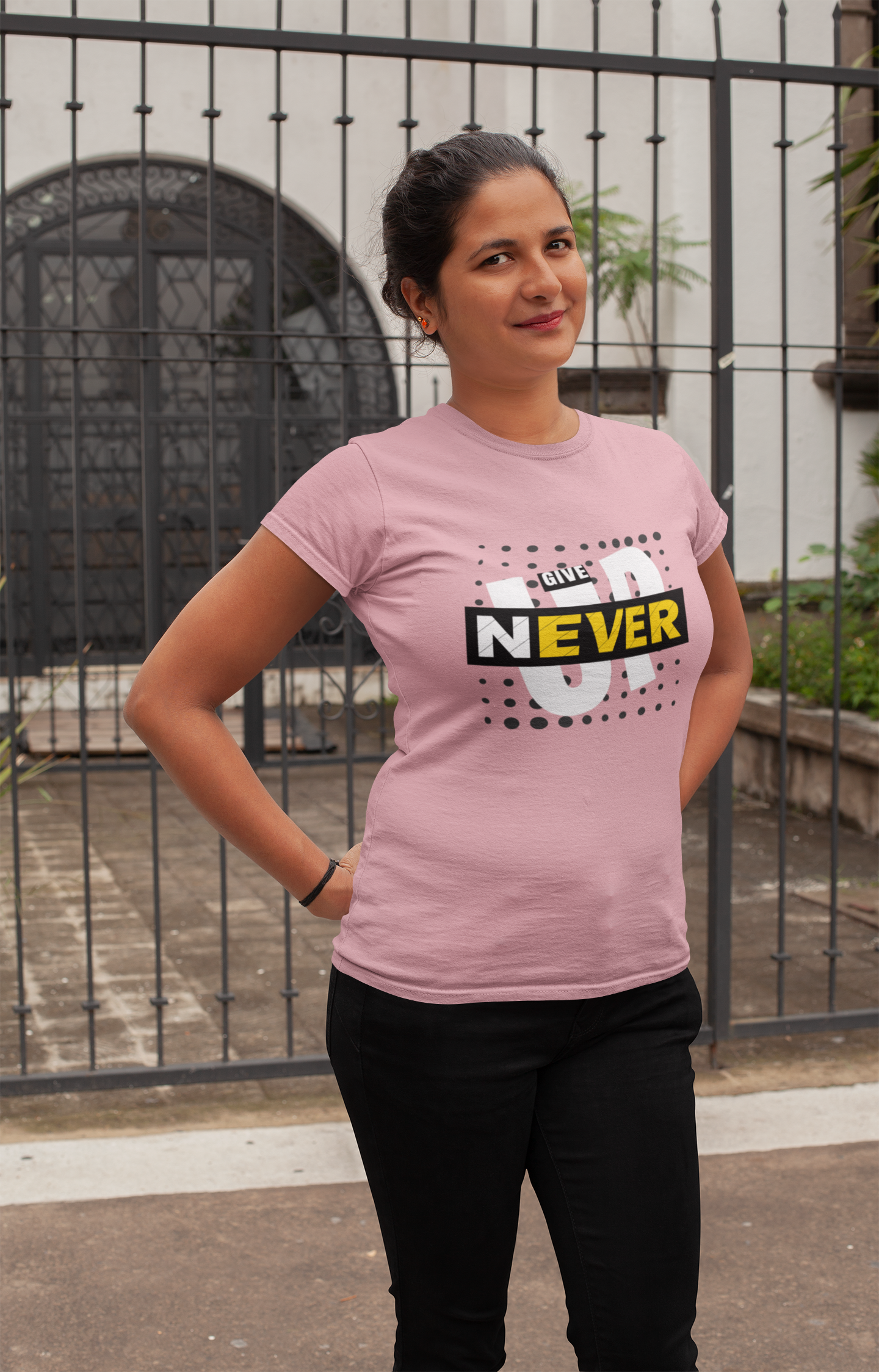 Strength in Style: 'Never Give Up' Empowerment Tee for Her