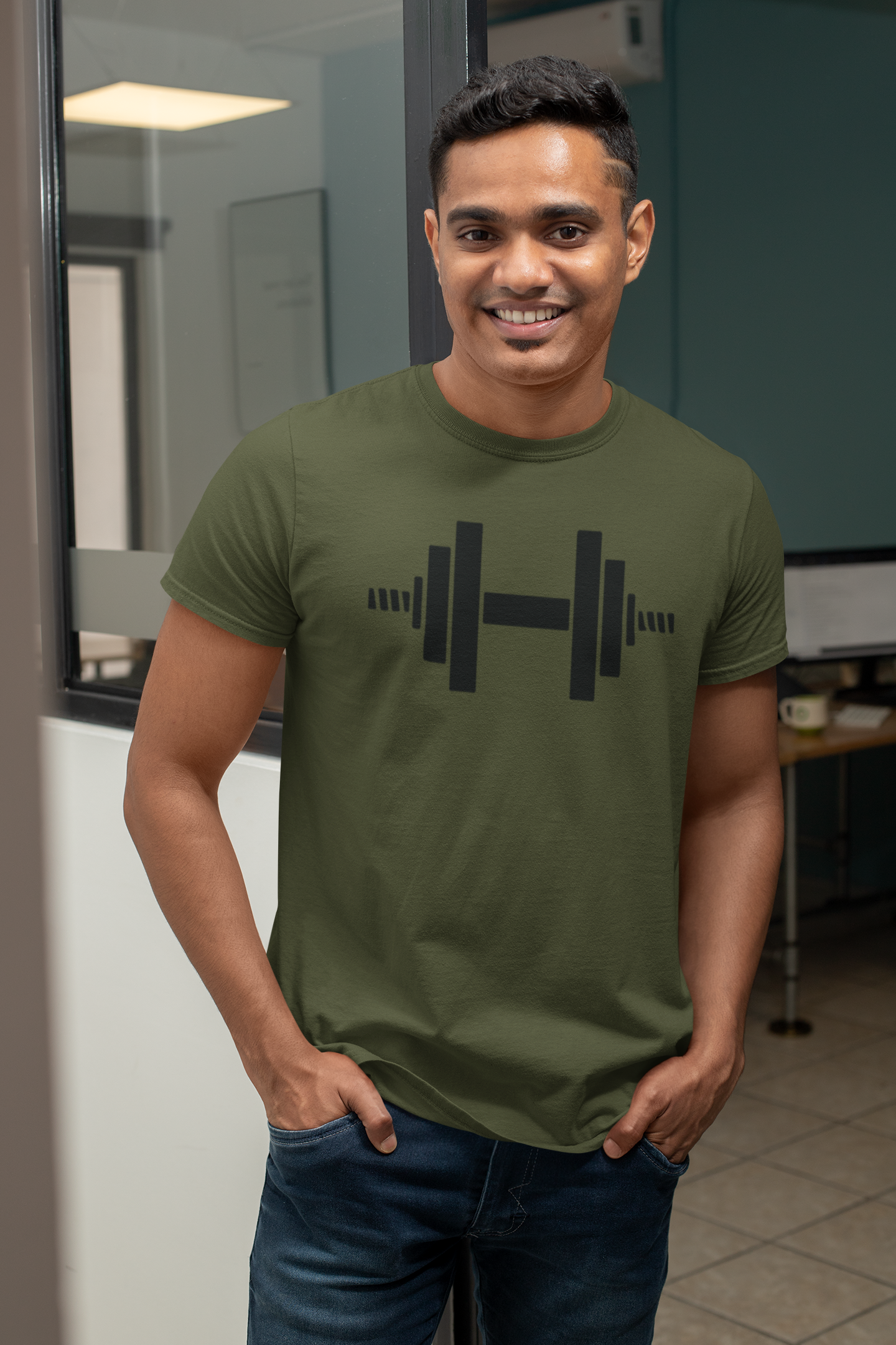 Cotton Dumbbell Sport GYM T-Shirt - Comfortable Fitness Apparel for Workout Enthusiasts