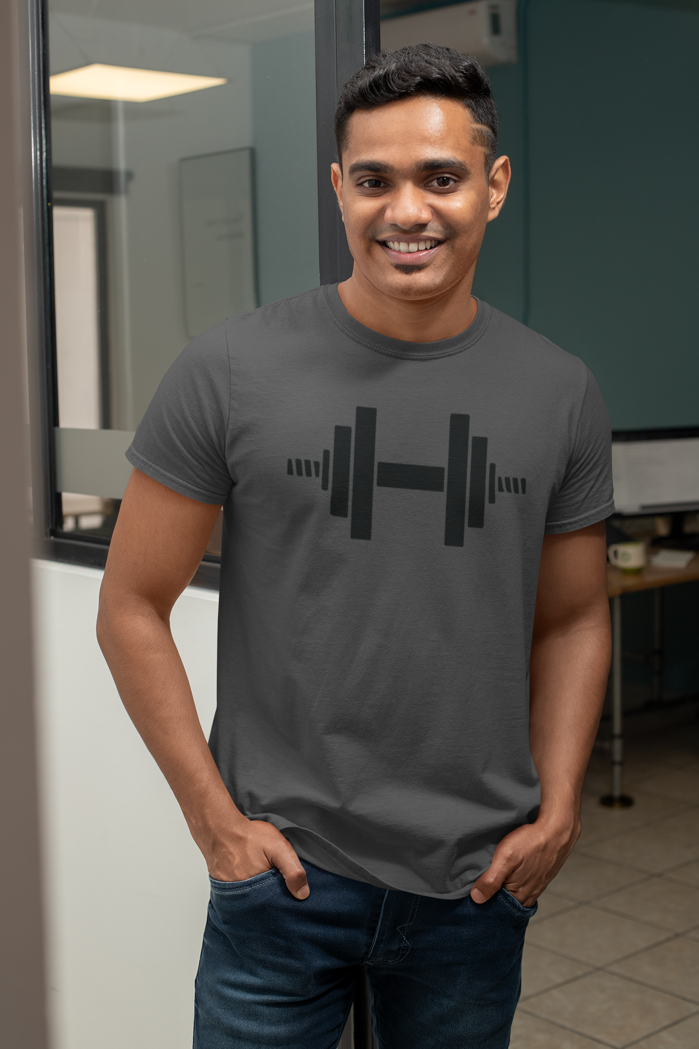 Cotton Dumbbell Sport GYM T-Shirt - Comfortable Fitness Apparel for Workout Enthusiasts