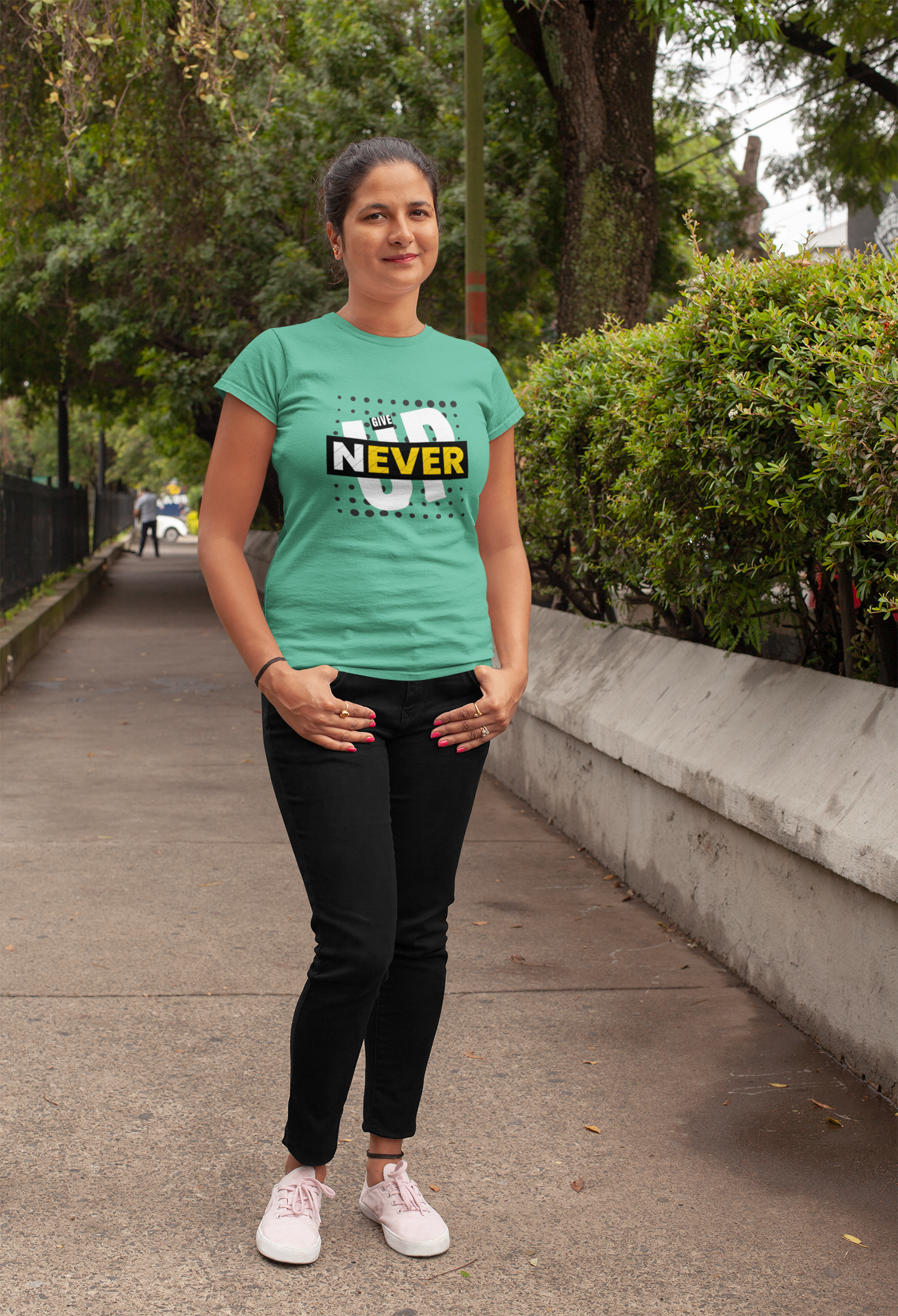 Strength in Style: 'Never Give Up' Empowerment Tee for Her