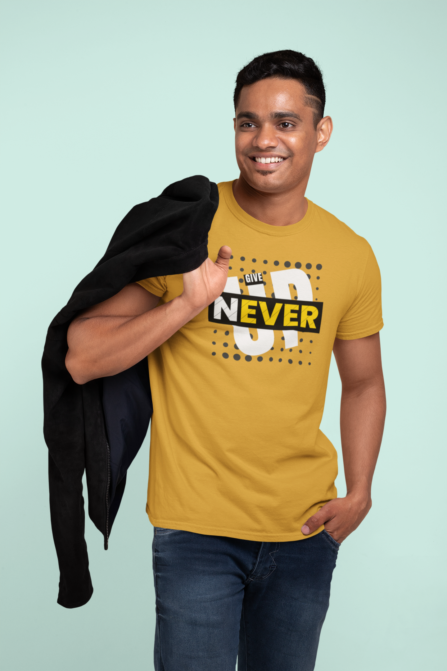 Never Give Up Cotton T-Shirt - Inspirational Motivational Tee for Positive Vibes