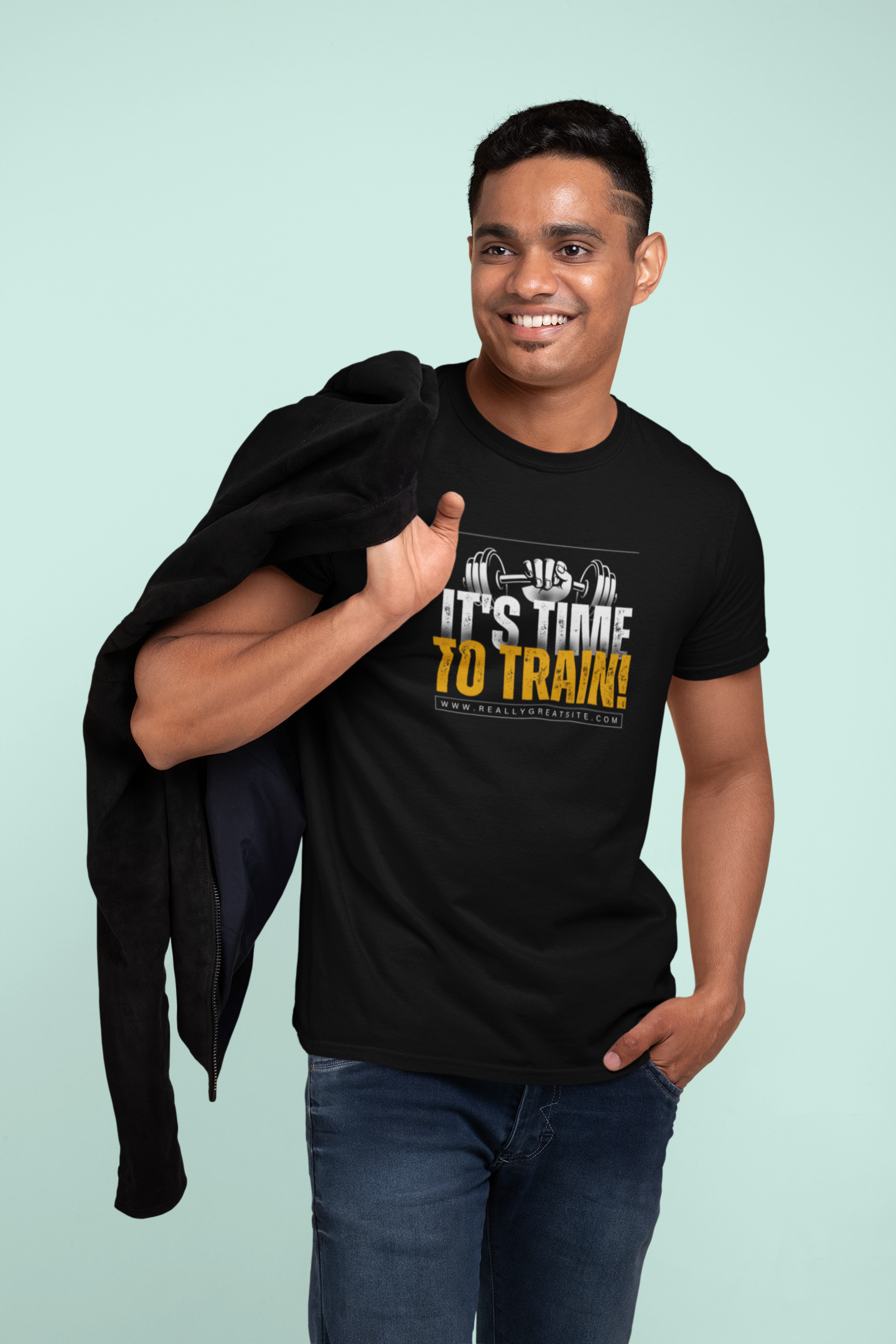 Elevate Your Workout: 'It's Time to Train' Cotton T-Shirt – Stay Stylish and Fit