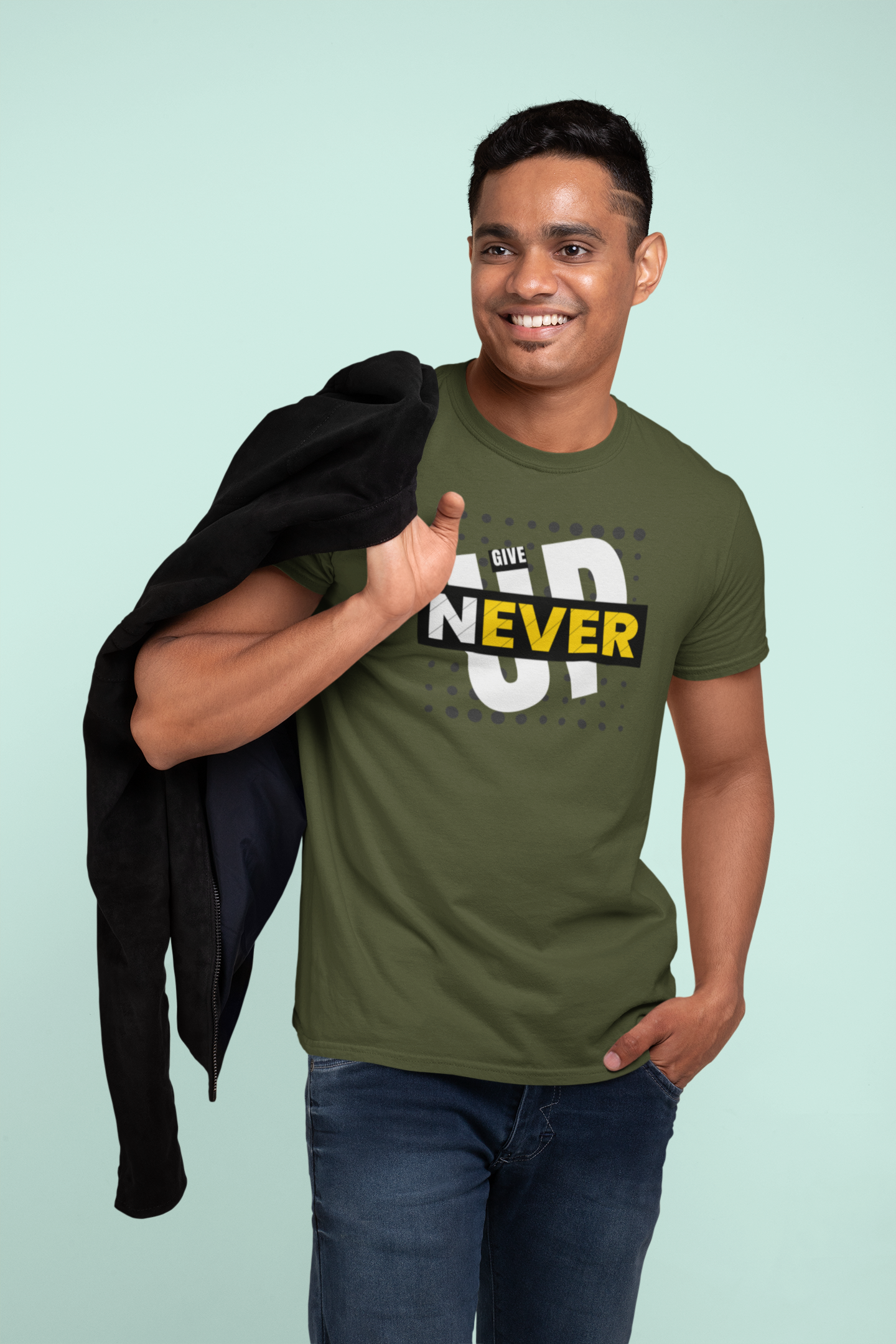 Never Give Up Cotton T-Shirt - Inspirational Motivational Tee for Positive Vibes