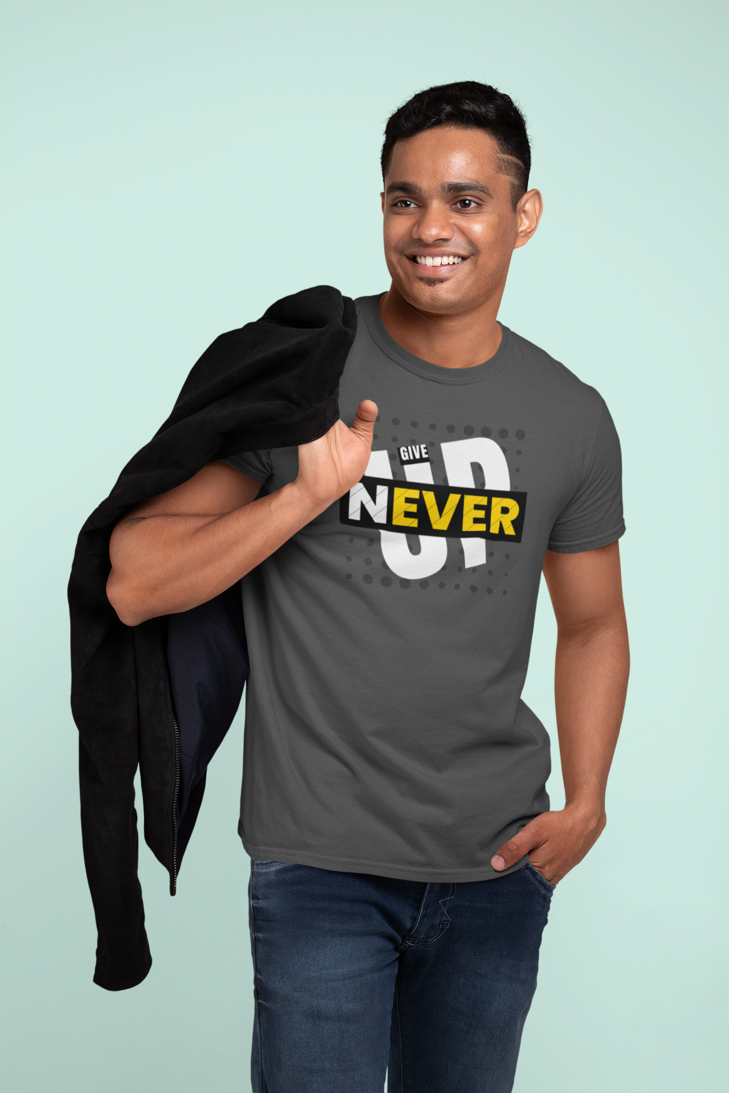 Never Give Up Cotton T-Shirt - Inspirational Motivational Tee for Positive Vibes