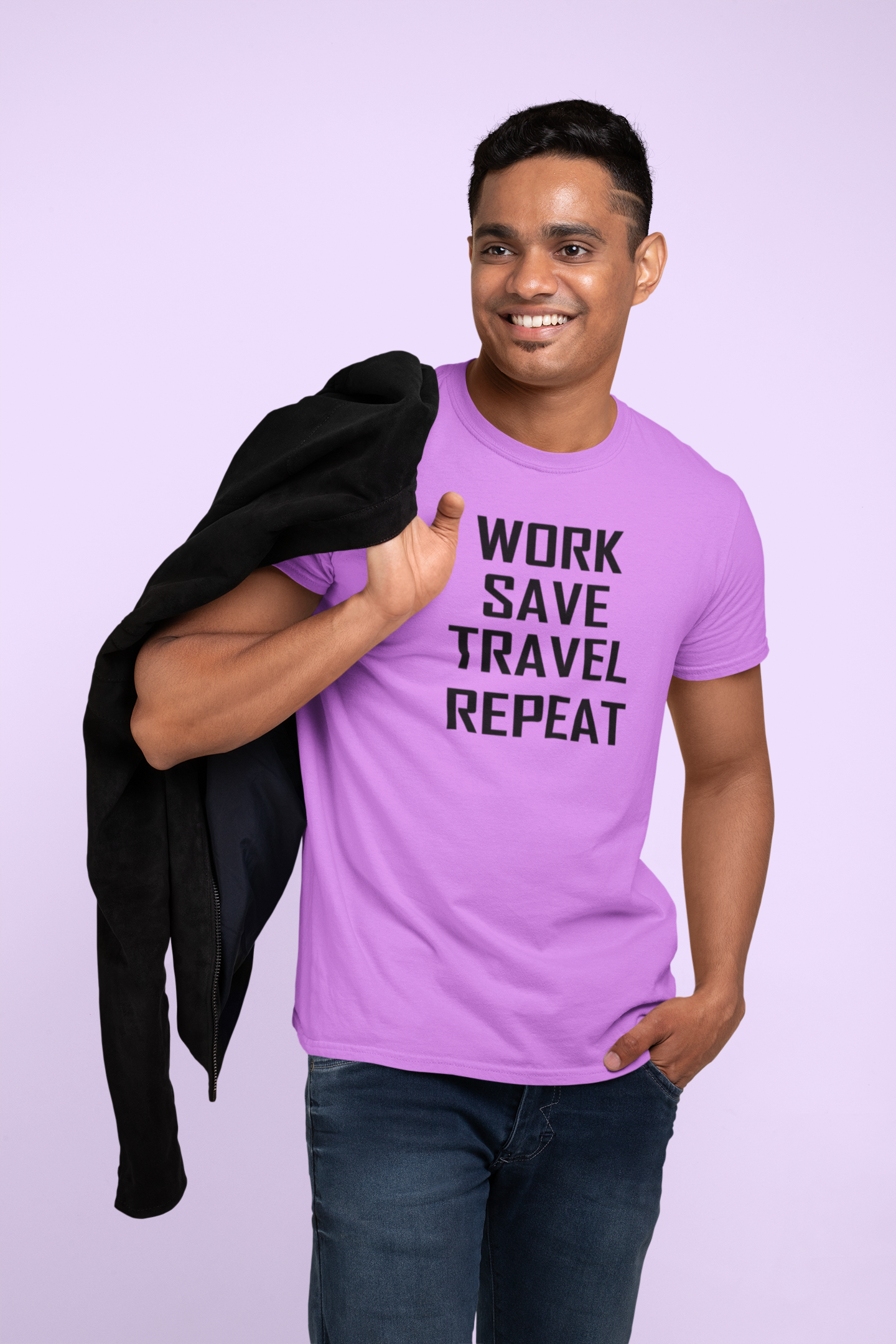 Travel Vibes Only: Ultra-Soft Cotton Tee - Work Save Travel Repeat