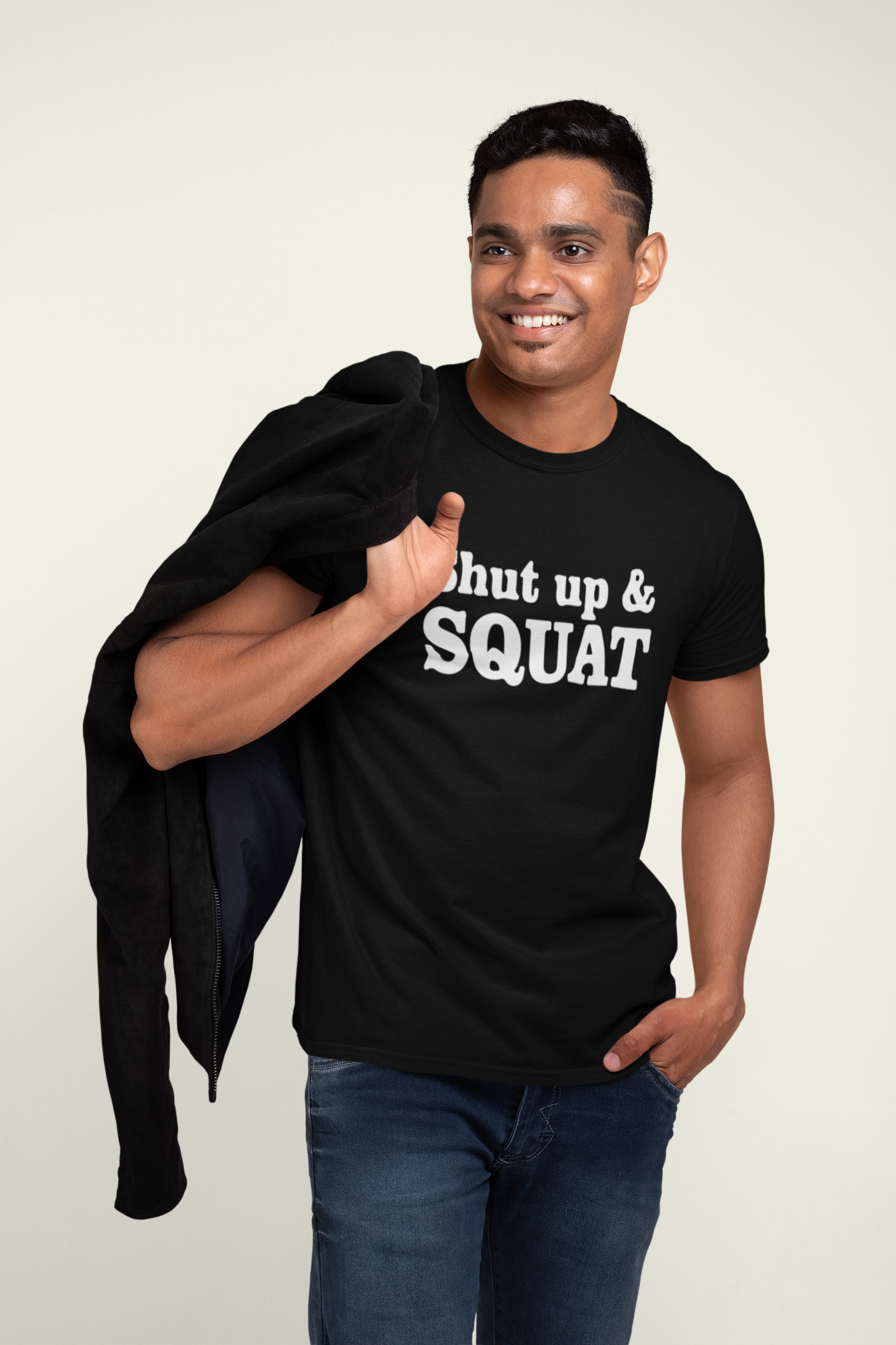 Shut Up and Squat GYM Cotton T-Shirt - Fitness Motivation Apparel