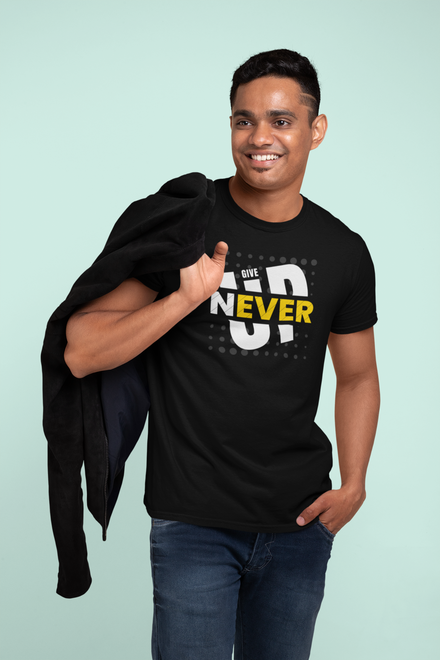 Never Give Up Cotton T-Shirt - Inspirational Motivational Tee for Positive Vibes