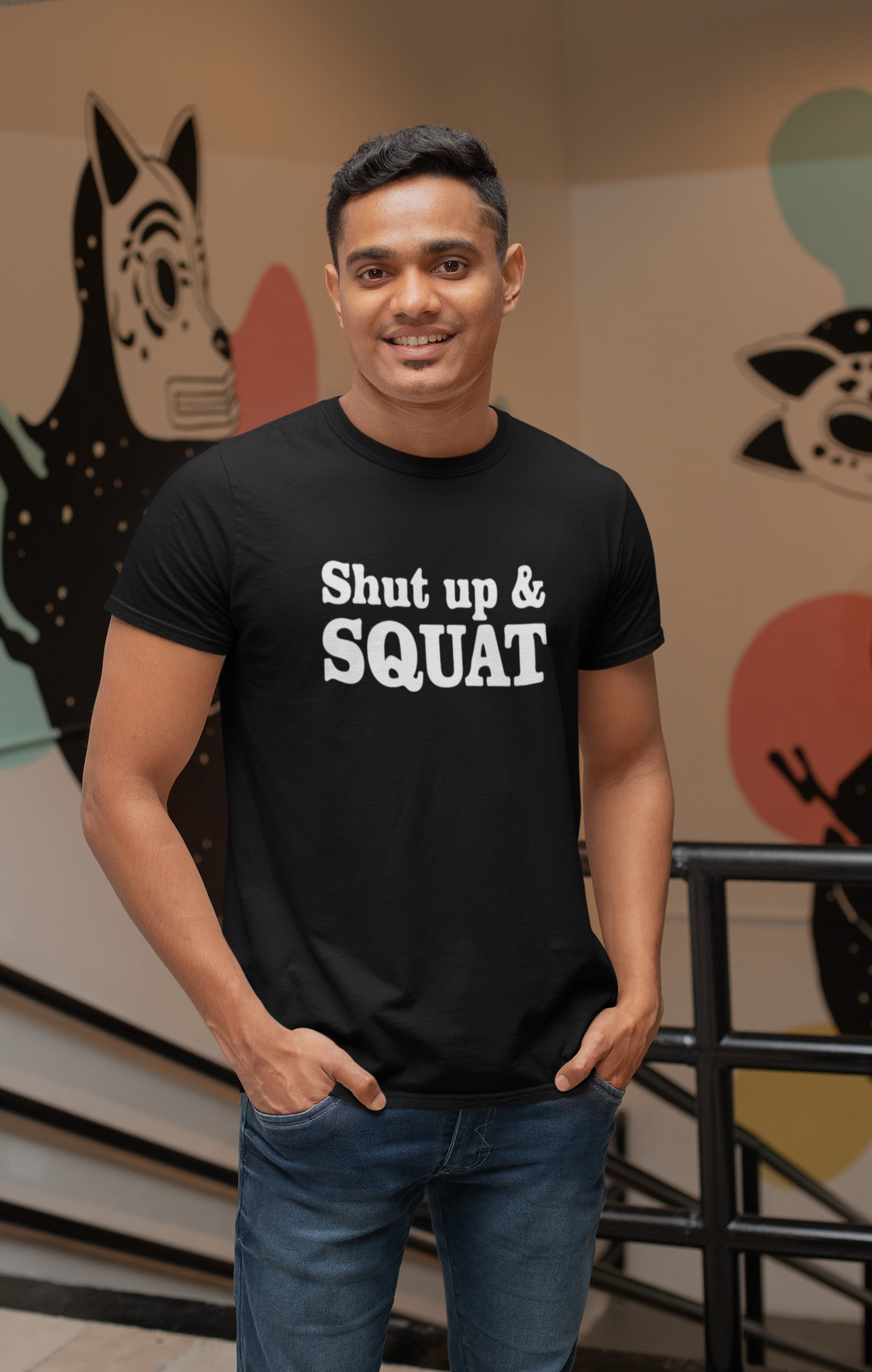 Shut Up and Squat GYM Cotton T-Shirt - Fitness Motivation Apparel