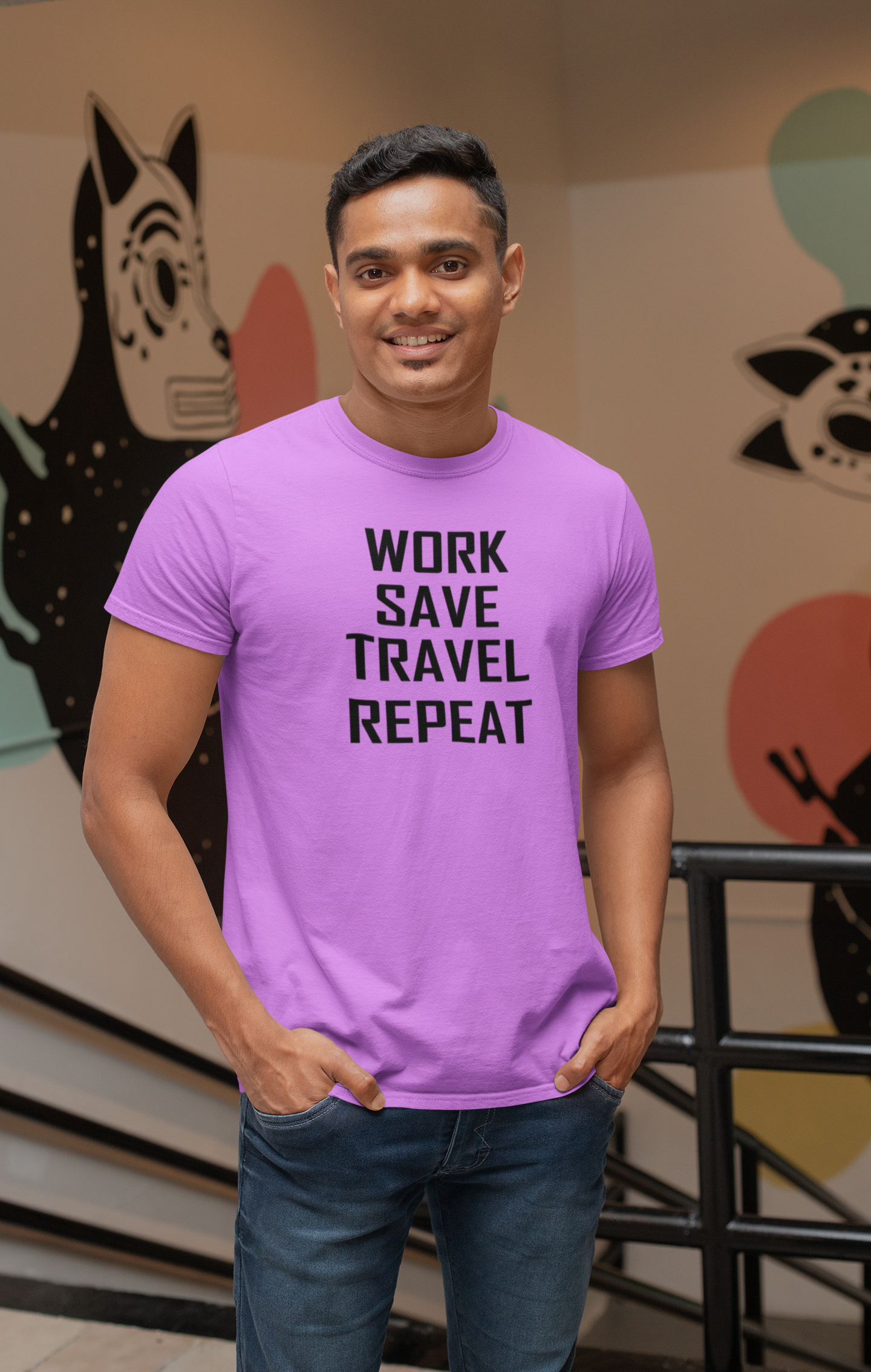 Travel Vibes Only: Ultra-Soft Cotton Tee - Work Save Travel Repeat