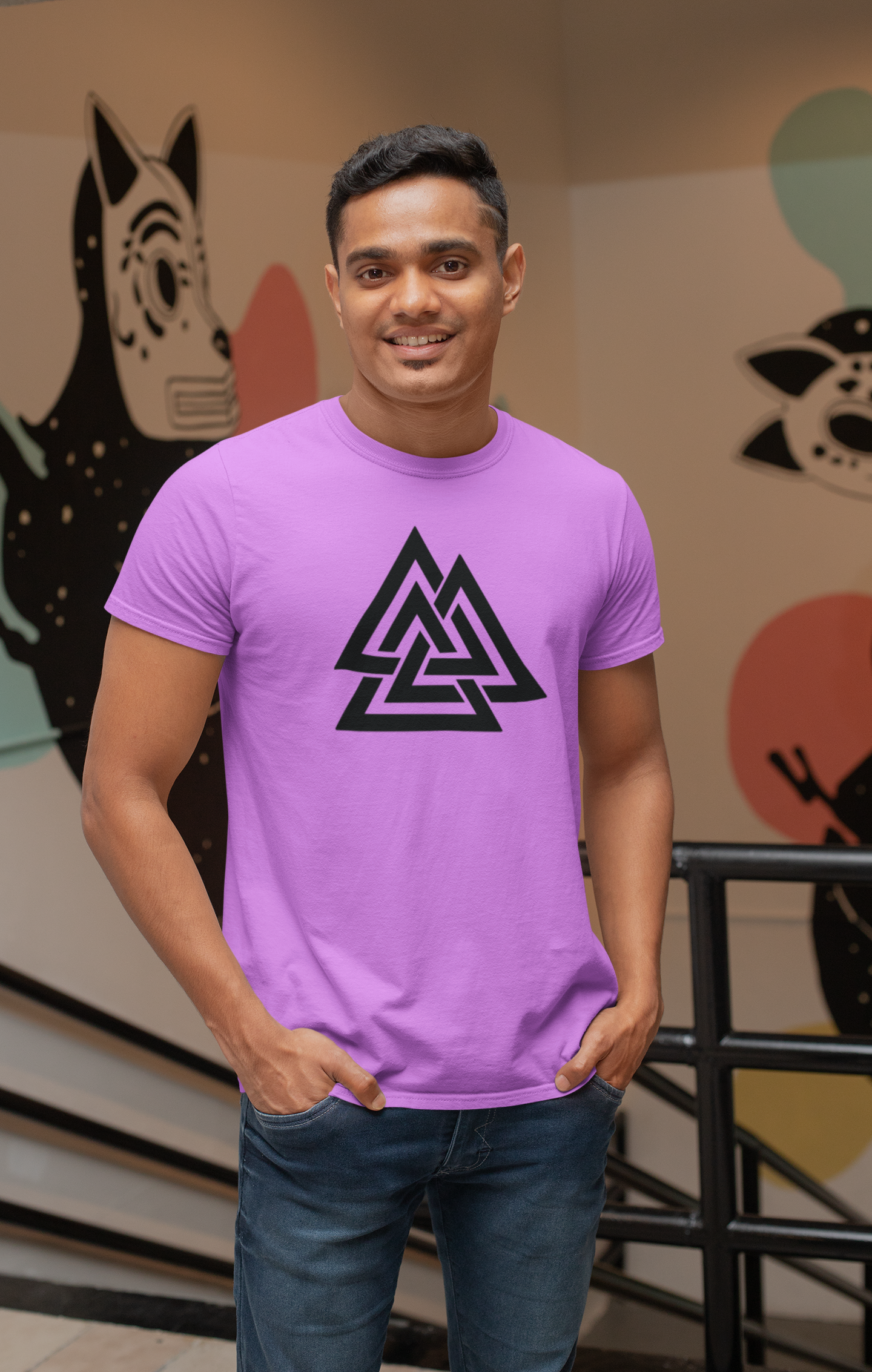 Explore in Style: Travel Triangle Cotton T-Shirt for Globetrotters