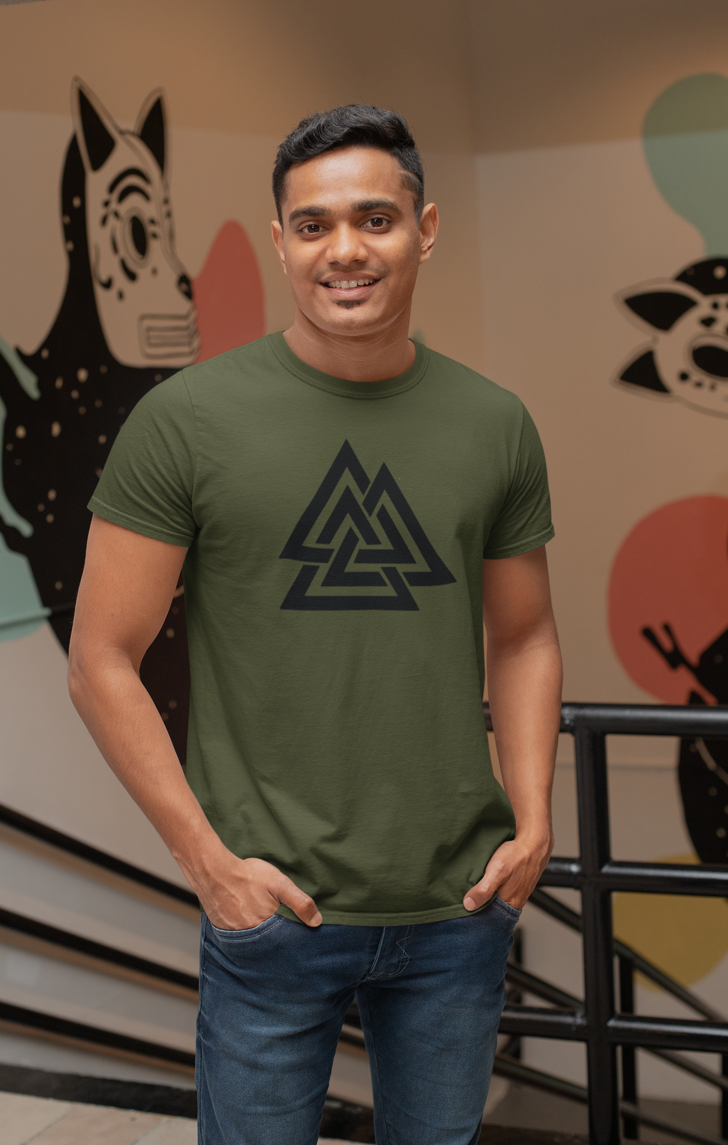 Explore in Style: Travel Triangle Cotton T-Shirt for Globetrotters