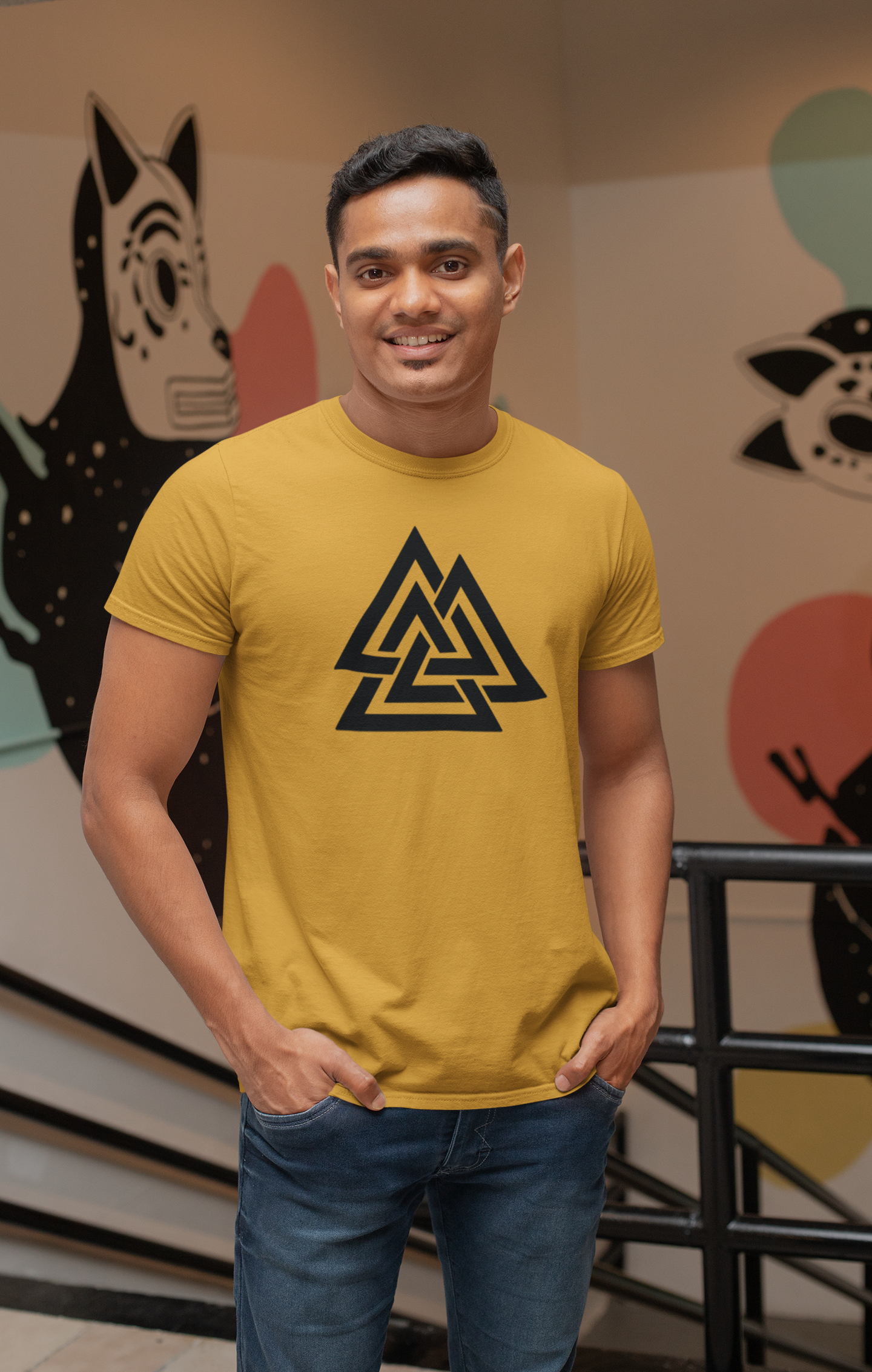 Explore in Style: Travel Triangle Cotton T-Shirt for Globetrotters