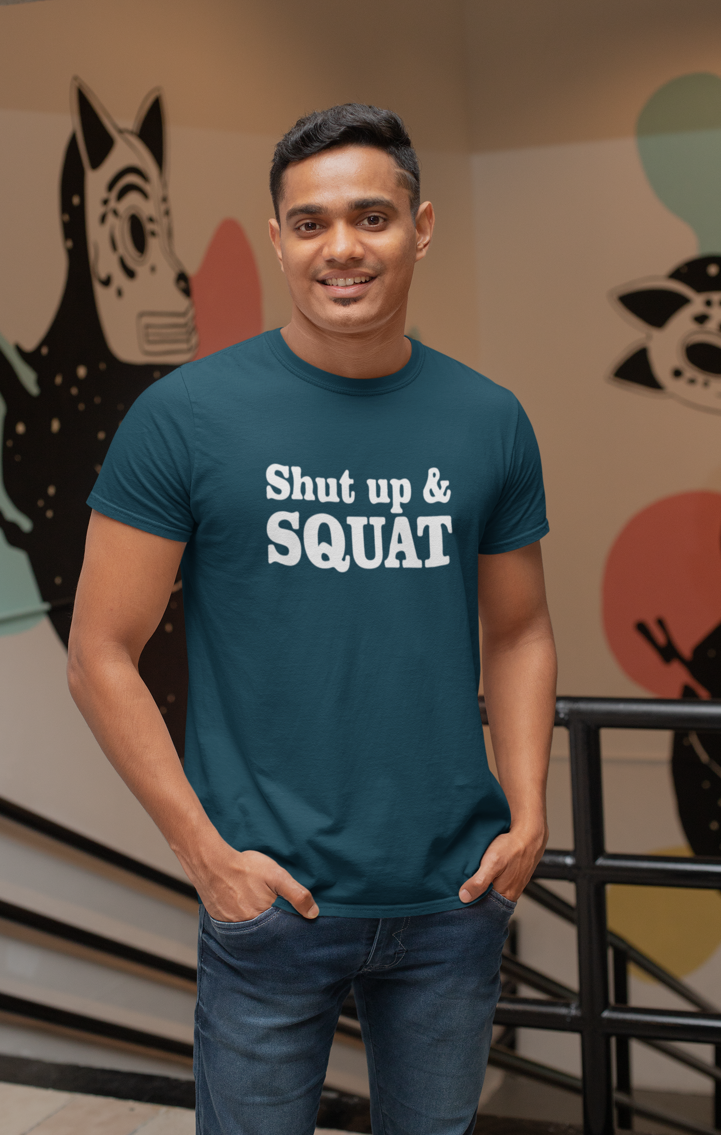 Shut Up and Squat GYM Cotton T-Shirt - Fitness Motivation Apparel