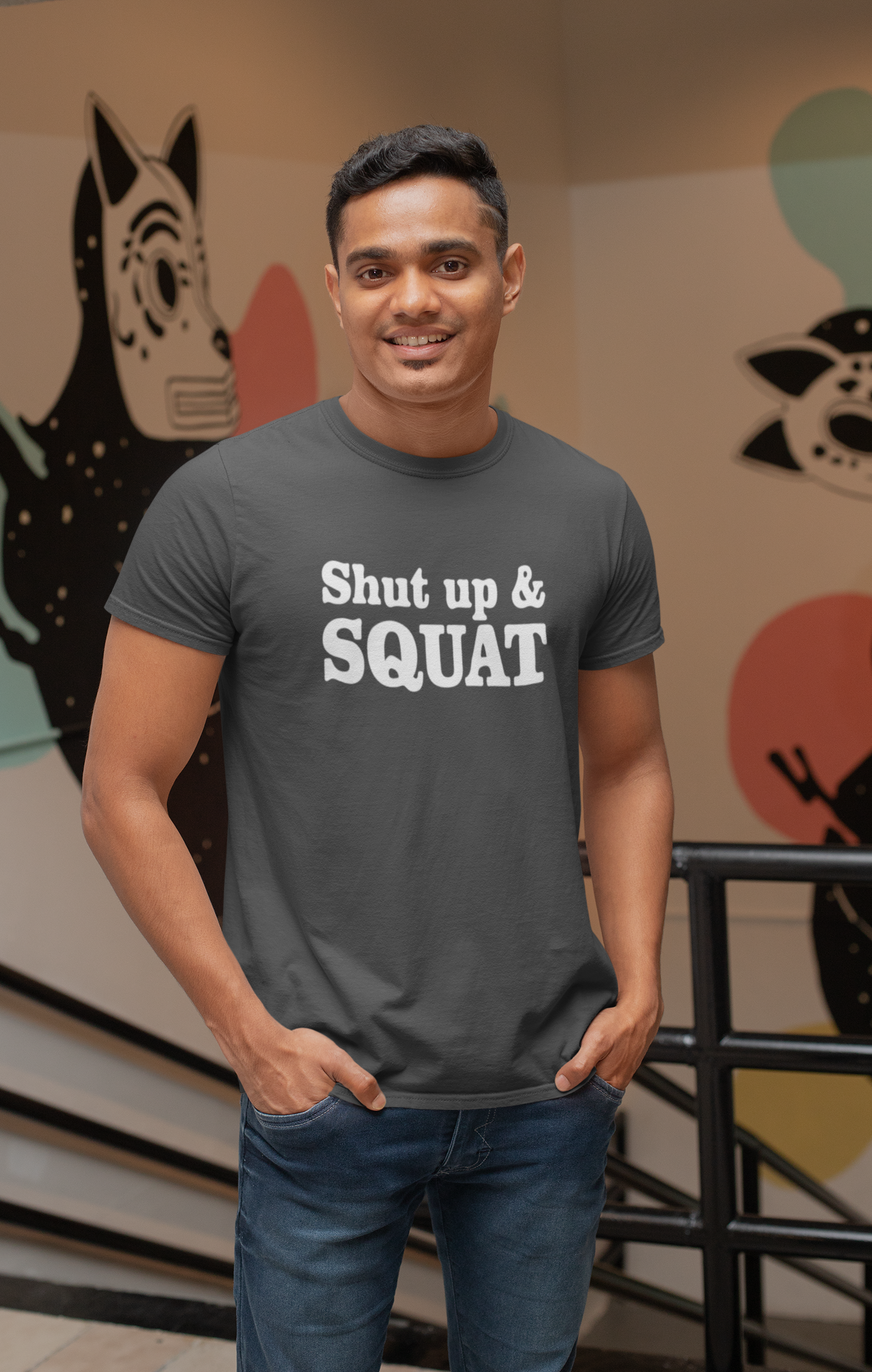 Shut Up and Squat GYM Cotton T-Shirt - Fitness Motivation Apparel