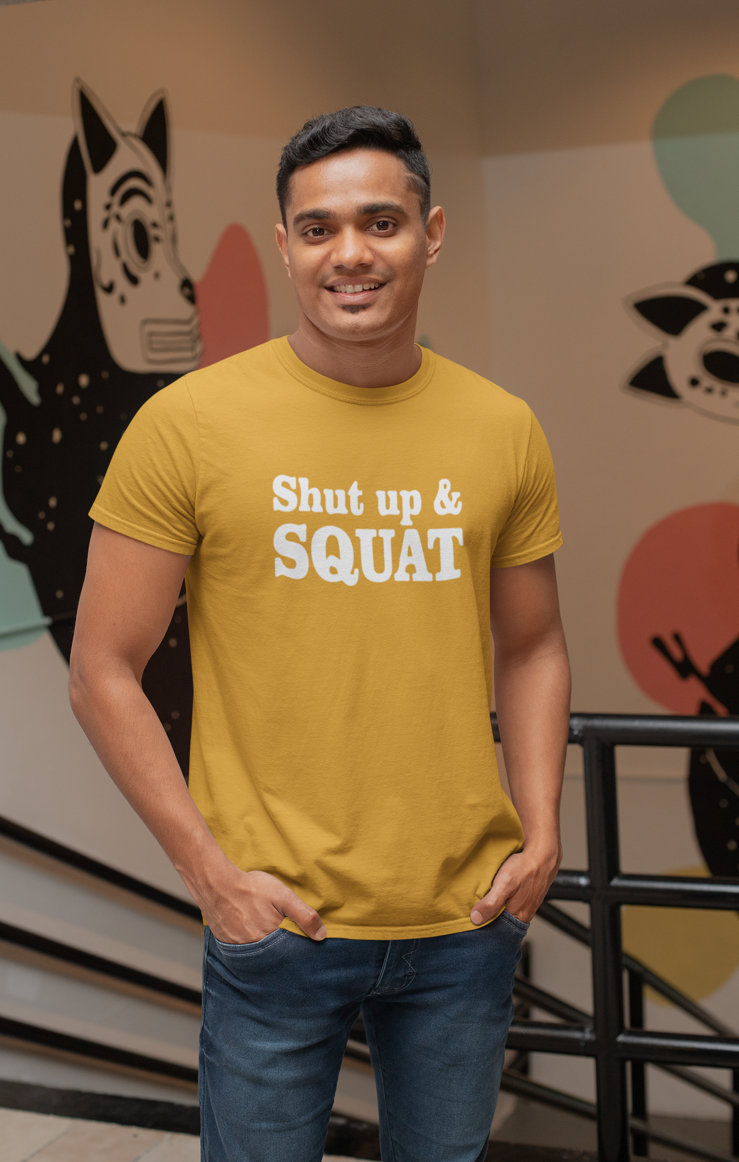 Shut Up and Squat GYM Cotton T-Shirt - Fitness Motivation Apparel