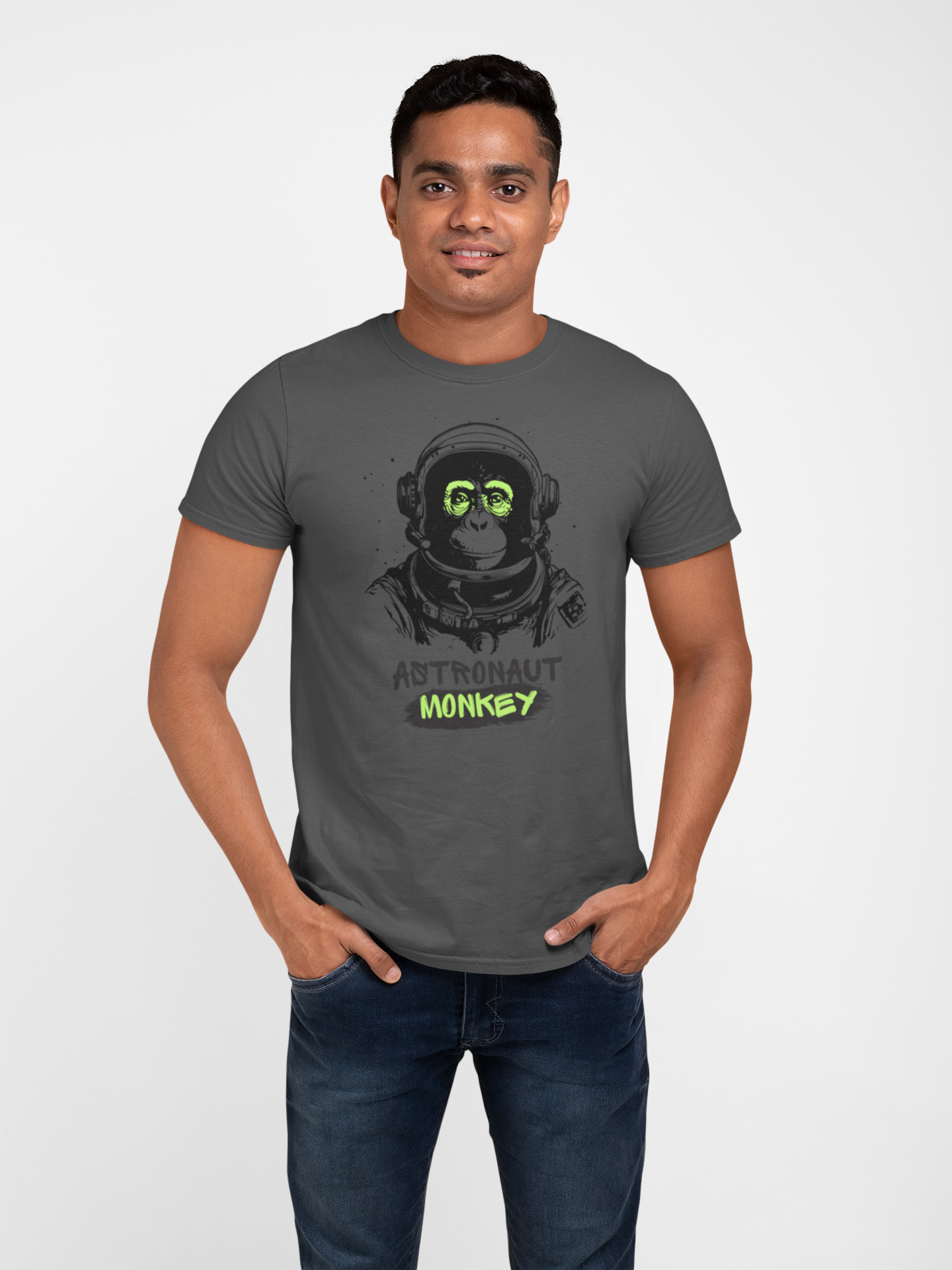 Astronaut Monkey Cotton T-Shirt - Playful Space Explorer Tee