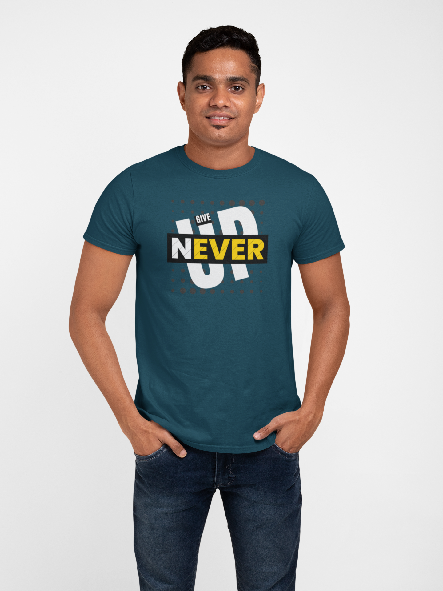 Never Give Up Cotton T-Shirt - Inspirational Motivational Tee for Positive Vibes