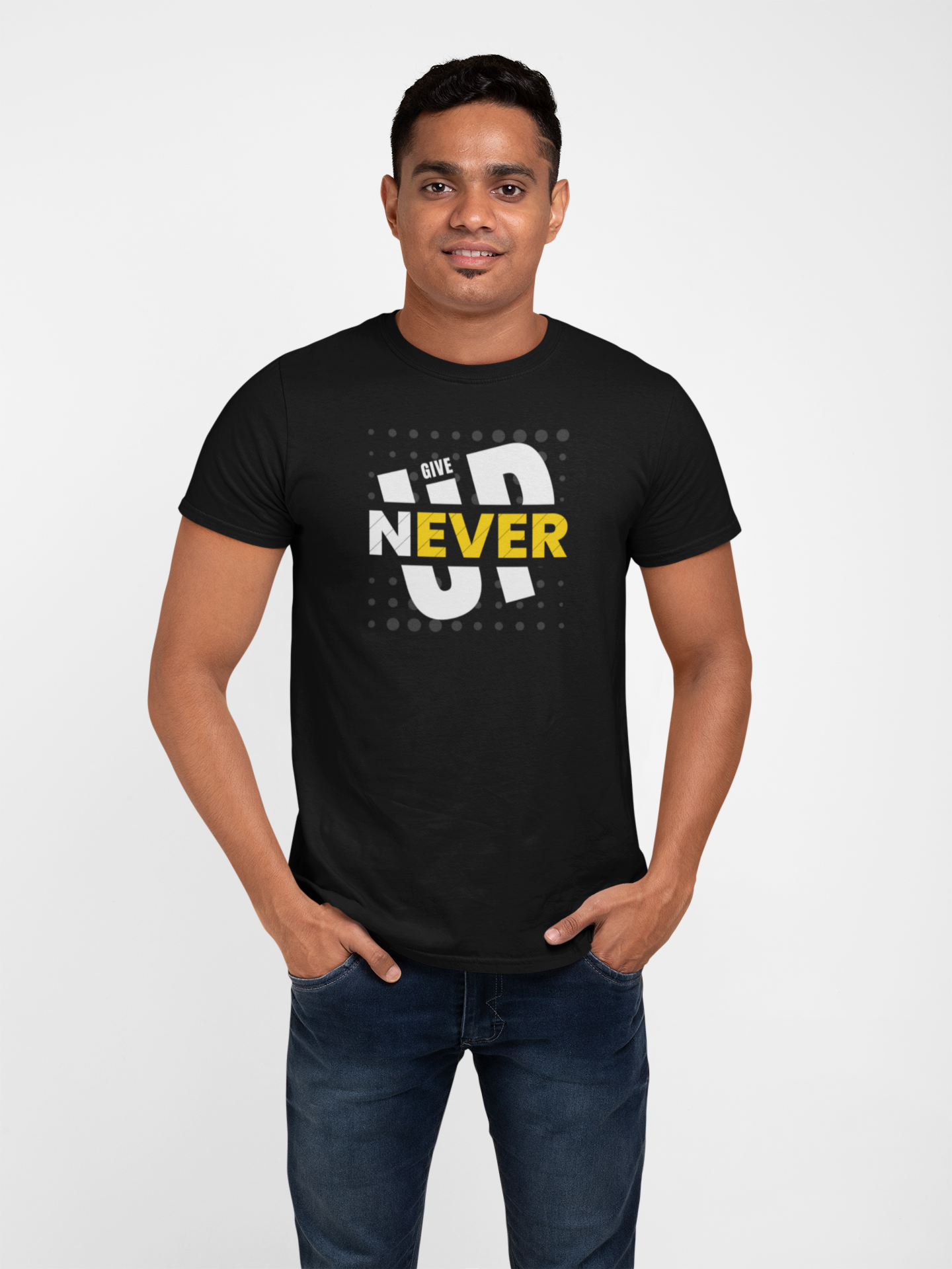 Never Give Up Cotton T-Shirt - Inspirational Motivational Tee for Positive Vibes