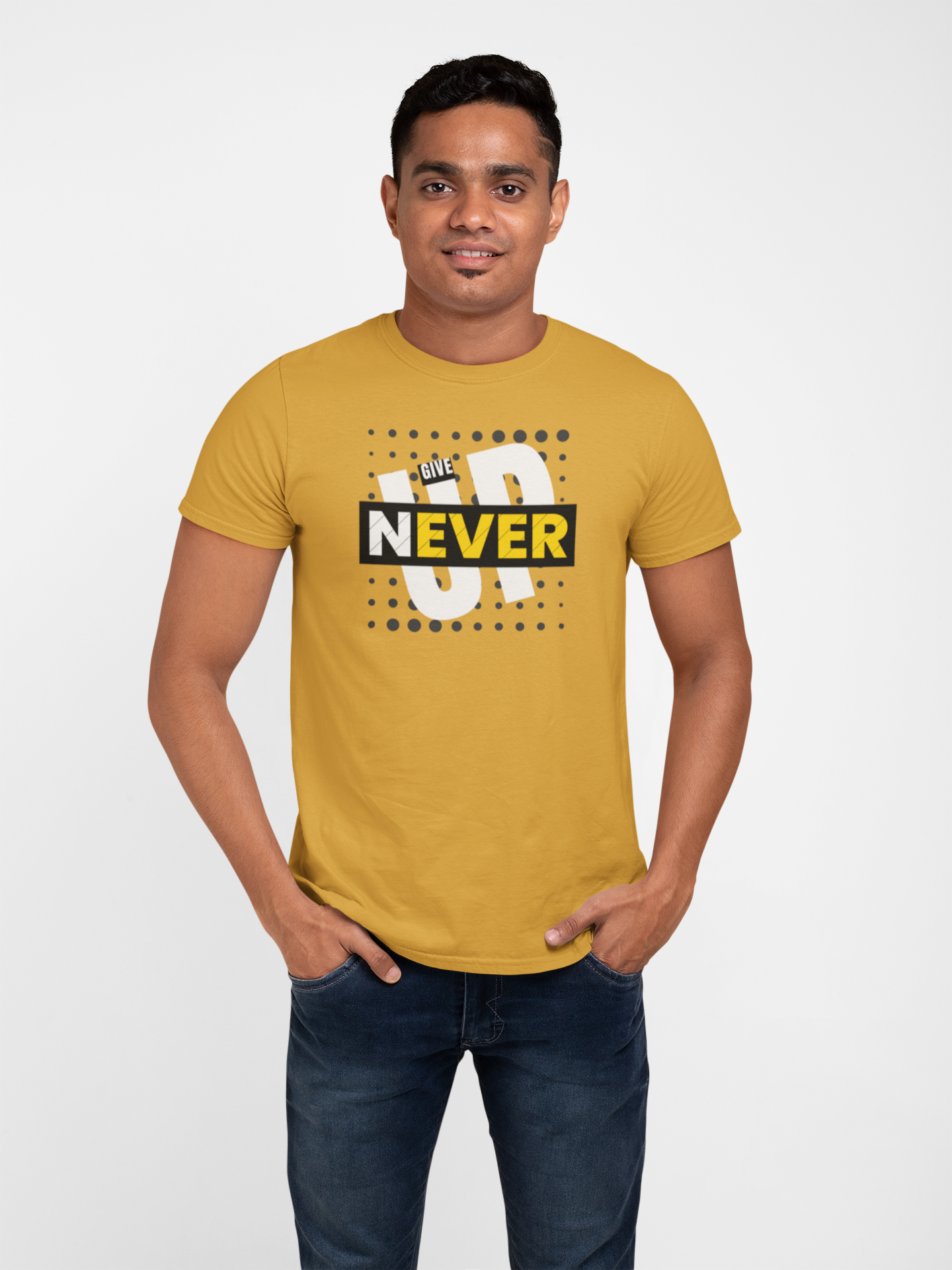 Never Give Up Cotton T-Shirt - Inspirational Motivational Tee for Positive Vibes