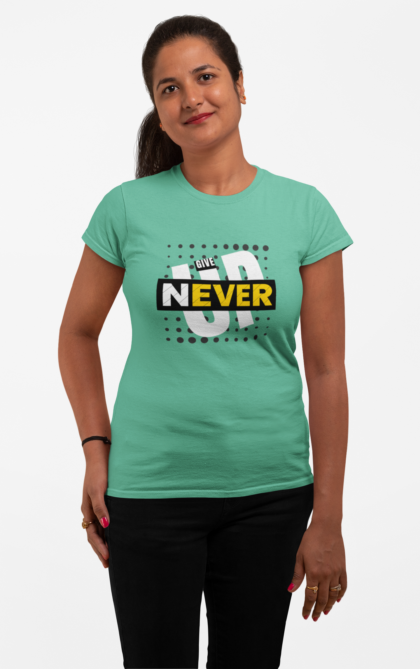 Strength in Style: 'Never Give Up' Empowerment Tee for Her