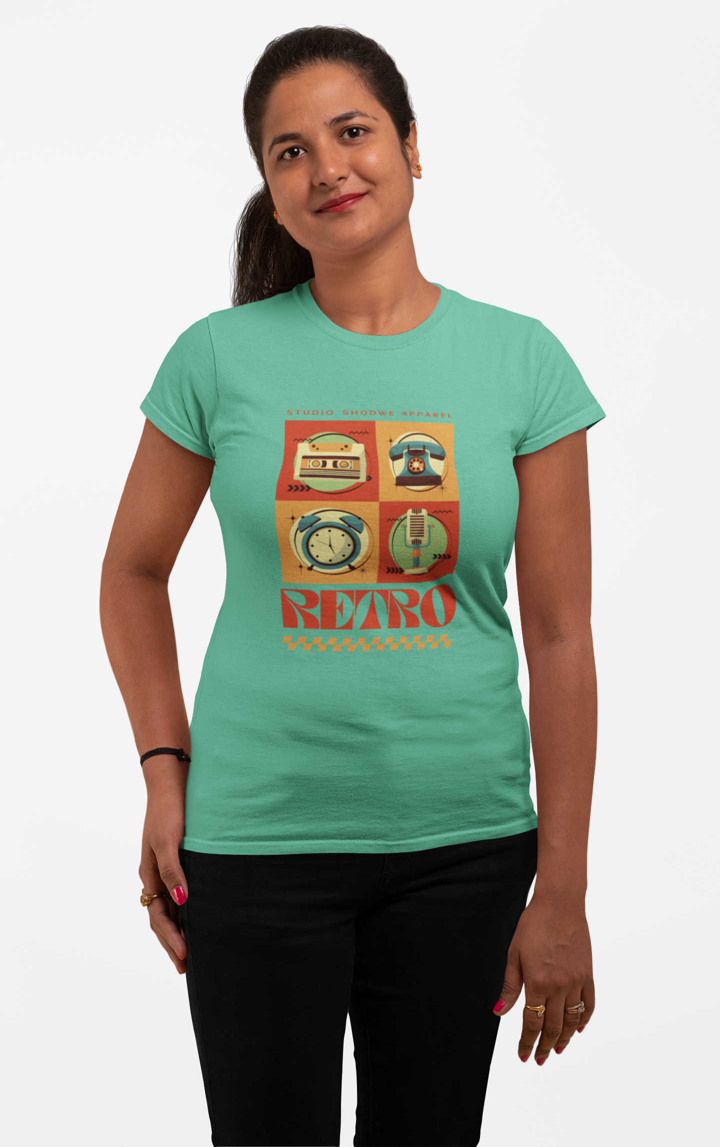 Feminine Flair in Retro Wear: Women's Cotton T-Shirt Collection