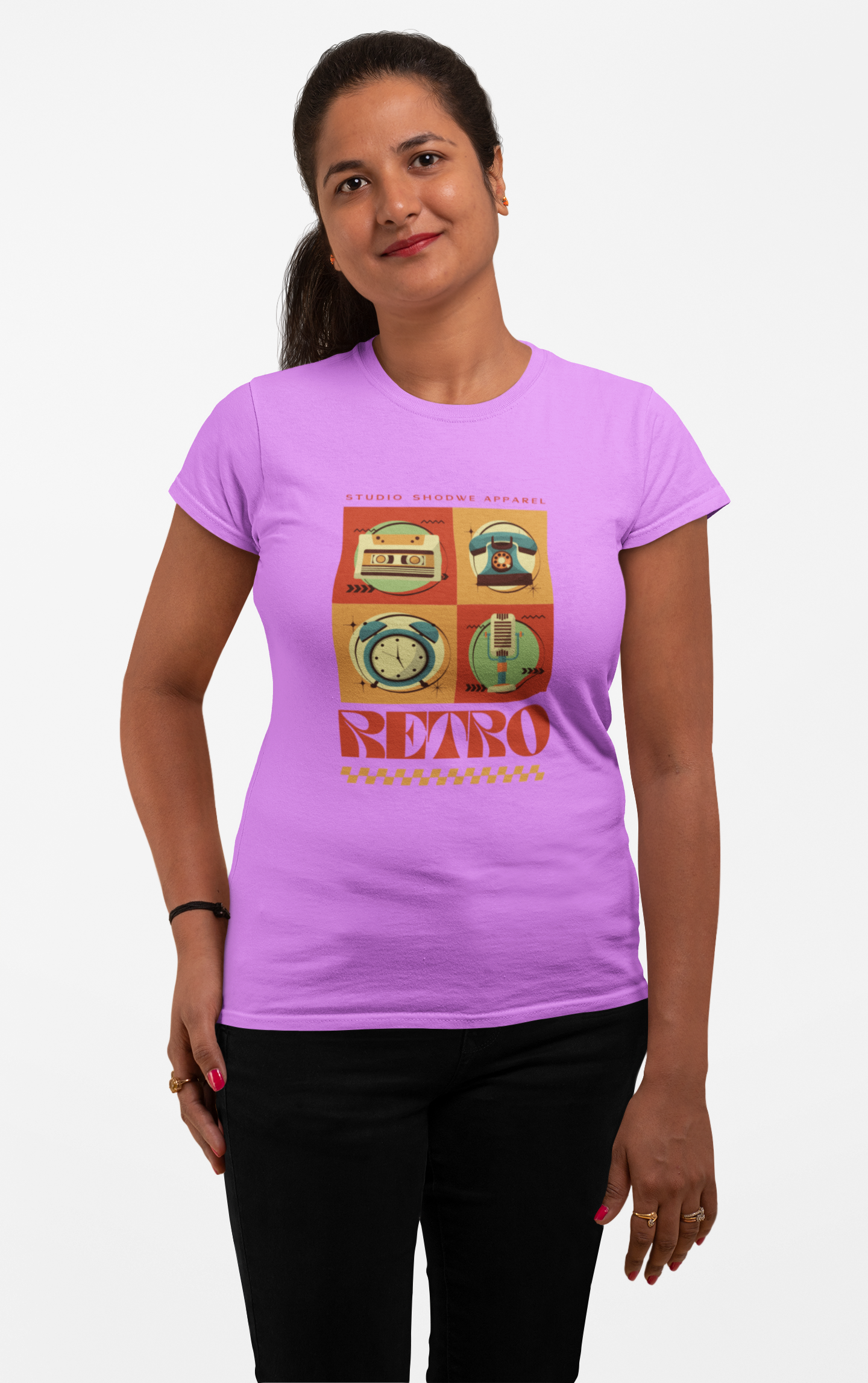 Feminine Flair in Retro Wear: Women's Cotton T-Shirt Collection