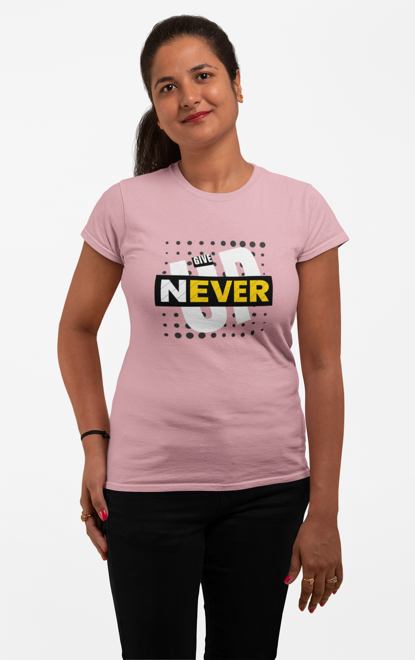 Strength in Style: 'Never Give Up' Empowerment Tee for Her